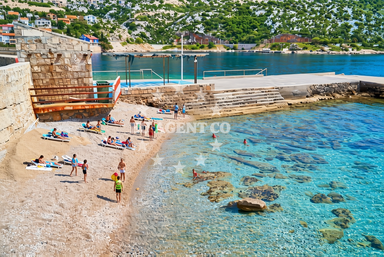 Shoreline and swimming area at Karlobag: beaches and coves (2) in Karlobag