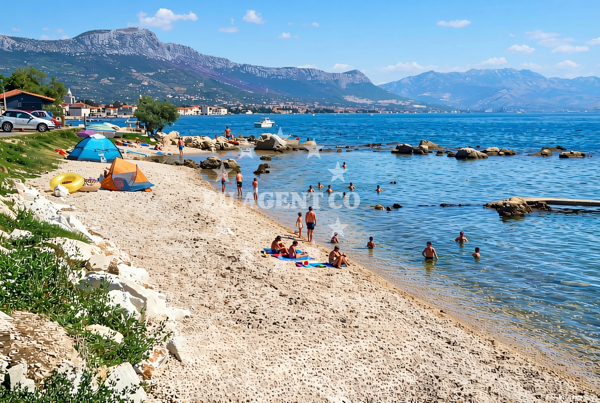 Shoreline and swimming area at Kartolina, Kaštel Štafilić Beach in Kartolina