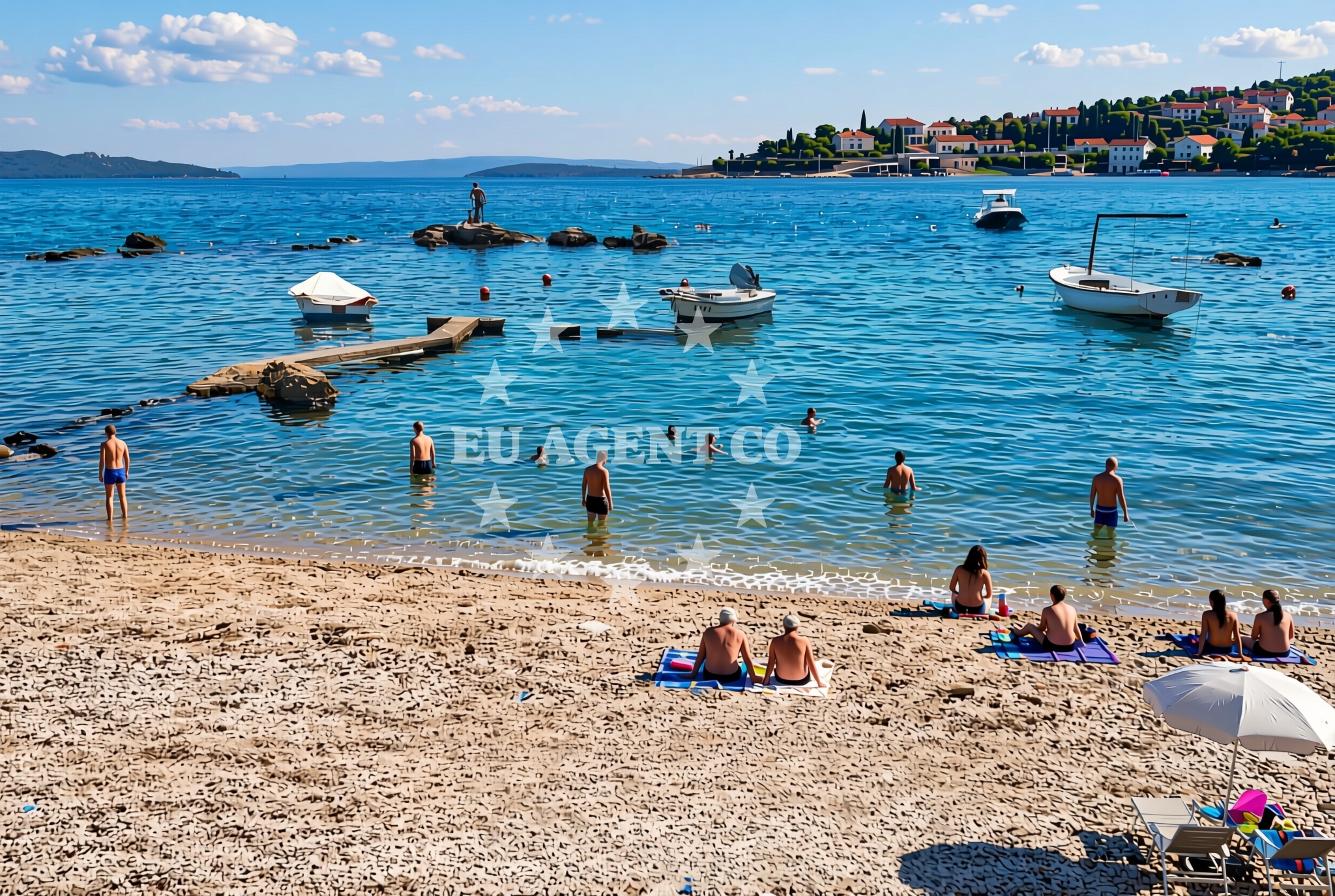 Sea and coastal view of Kartolina, Kaštel Štafilić Beach in Kartolina