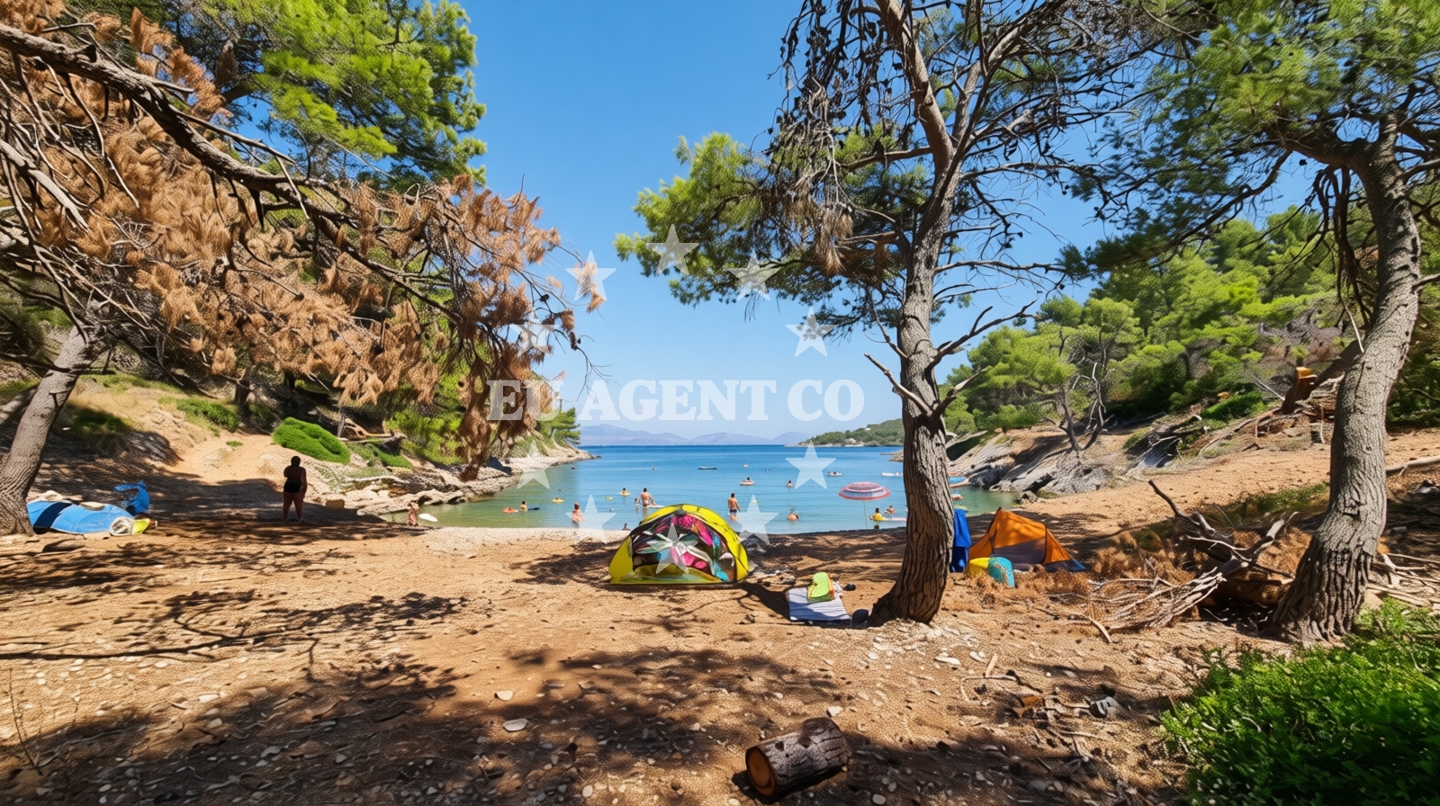 Sea and coastal view of Kasjun beach in Stari put 46, Rogač