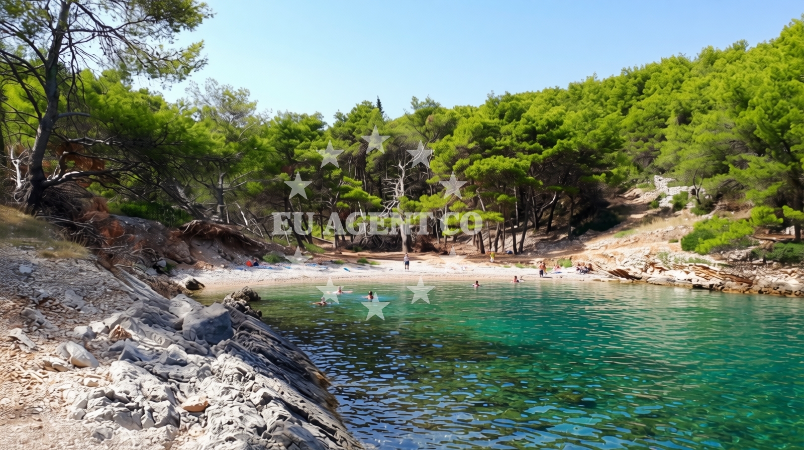 Beach facilities and surroundings at Kasjun beach in Stari put 46, Rogač
