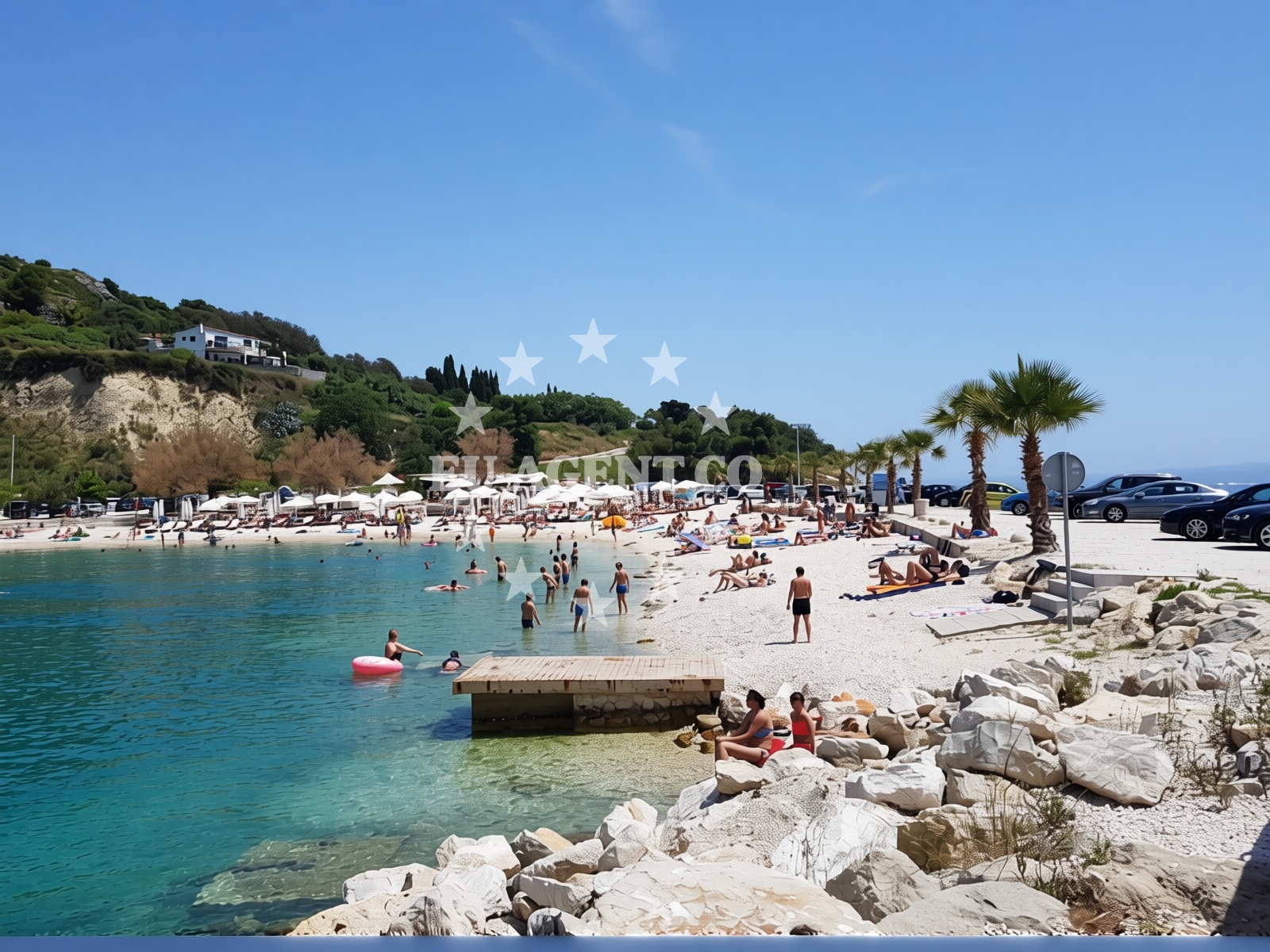 Shoreline and swimming area at Kasjuni Beach in Šetalište Ivana Meštovića 71, Split