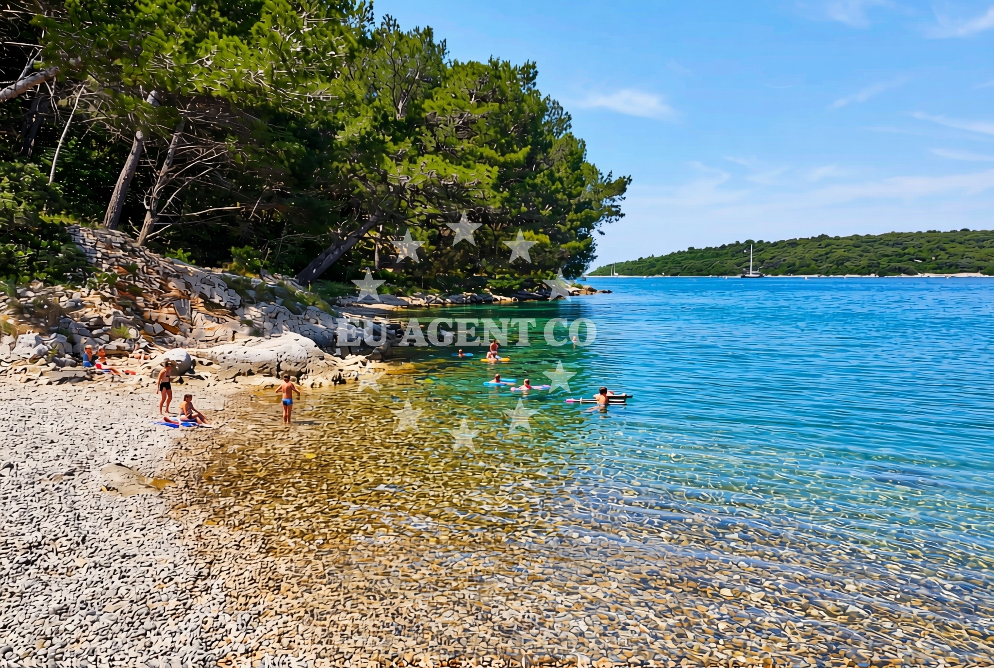 Overview of Kaštanjež, Banjole Beach in Kaštanjež