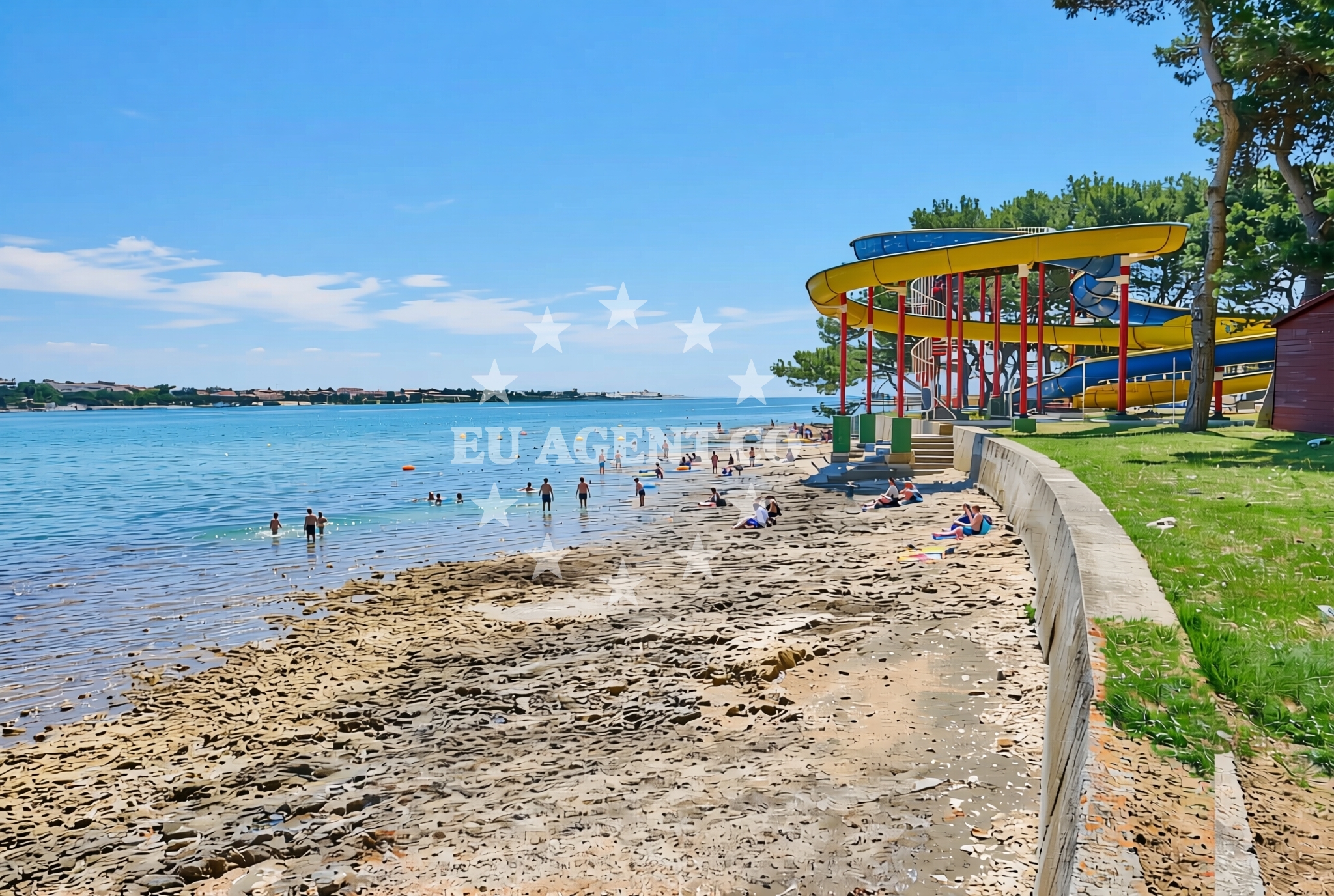 Shoreline and swimming area at Kašteja istok, Medulin Beach in Kašteja istok