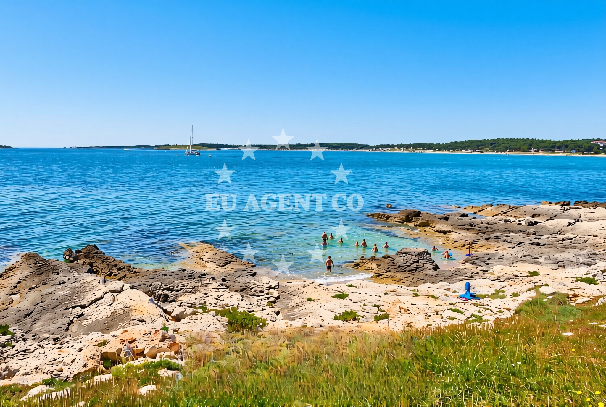 Sea and coastal view of Kašteja jug, Medulin Beach in Kašteja jug