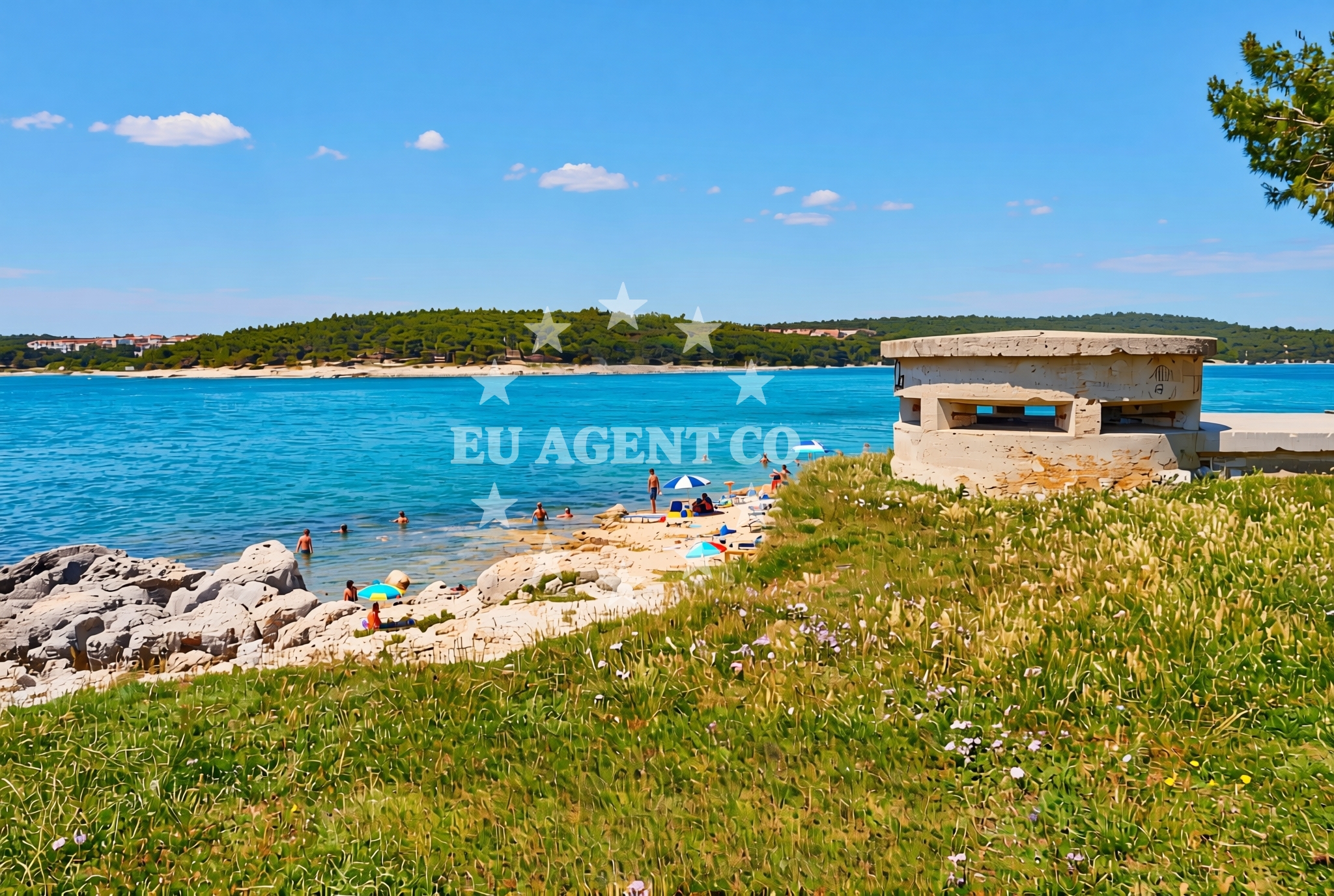 Beach facilities and surroundings at Kašteja jug, Medulin Beach in Kašteja jug