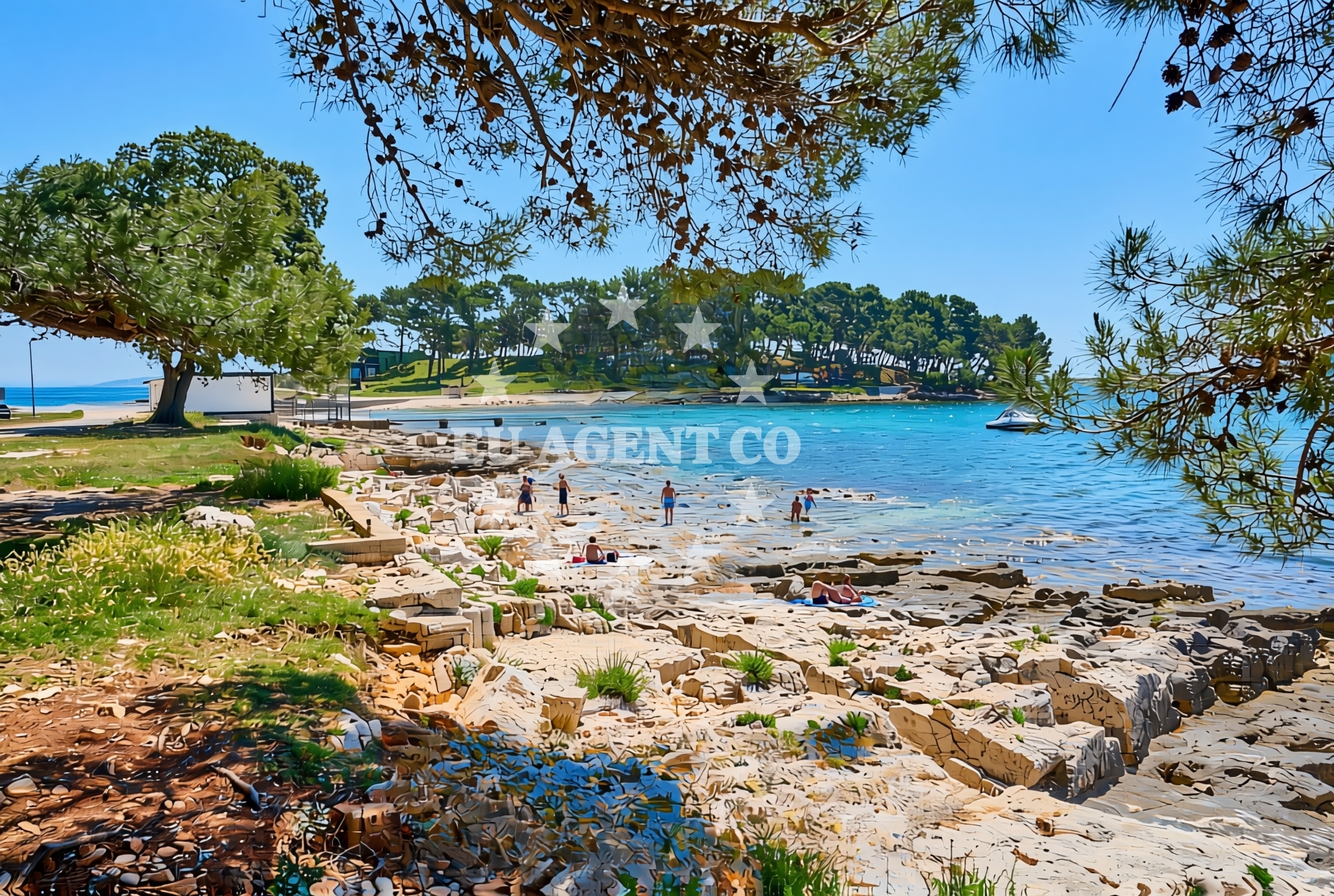Shoreline and swimming area at Kašteja zapad, Medulin Beach in Kašteja zapad