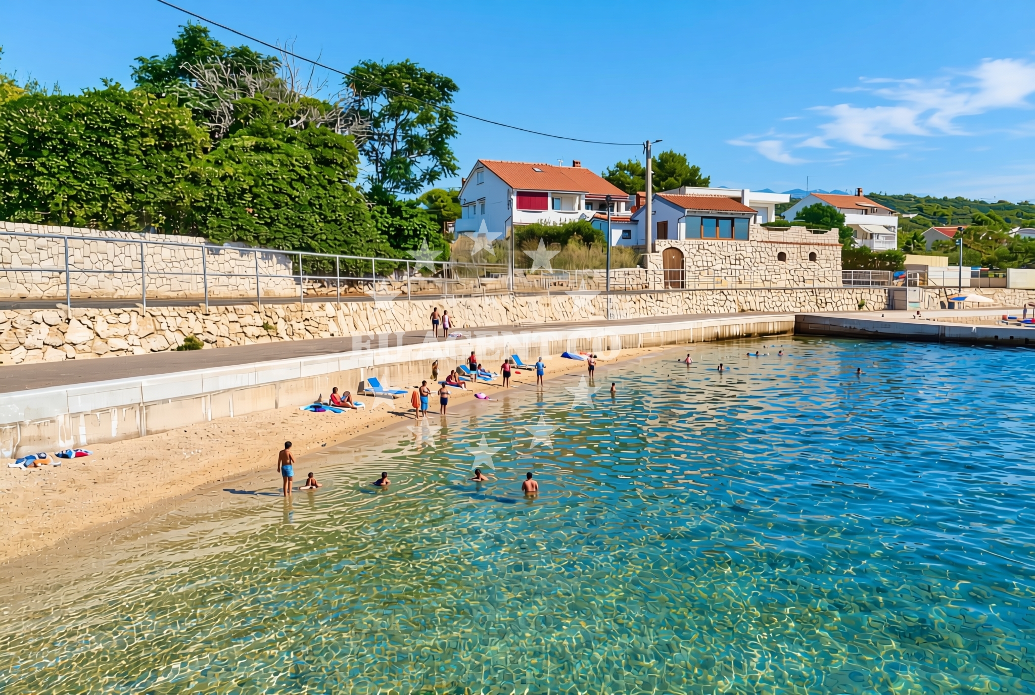 Shoreline and swimming area at Kaštel istok, Barbat na Rabu (Rab) Beach in Kaštel istok