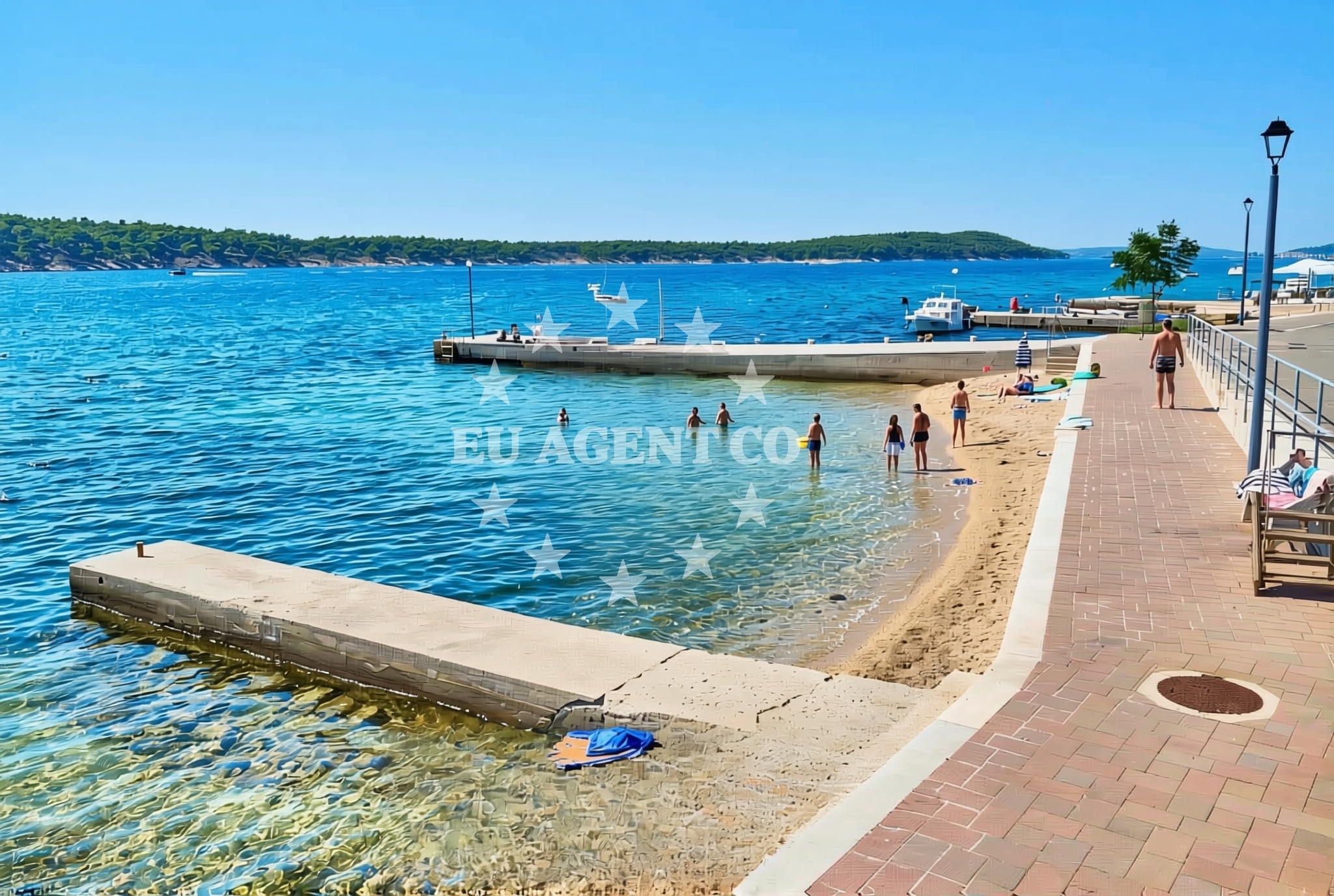 Sea and coastal view of Kaštel istok, Barbat na Rabu (Rab) Beach in Kaštel istok