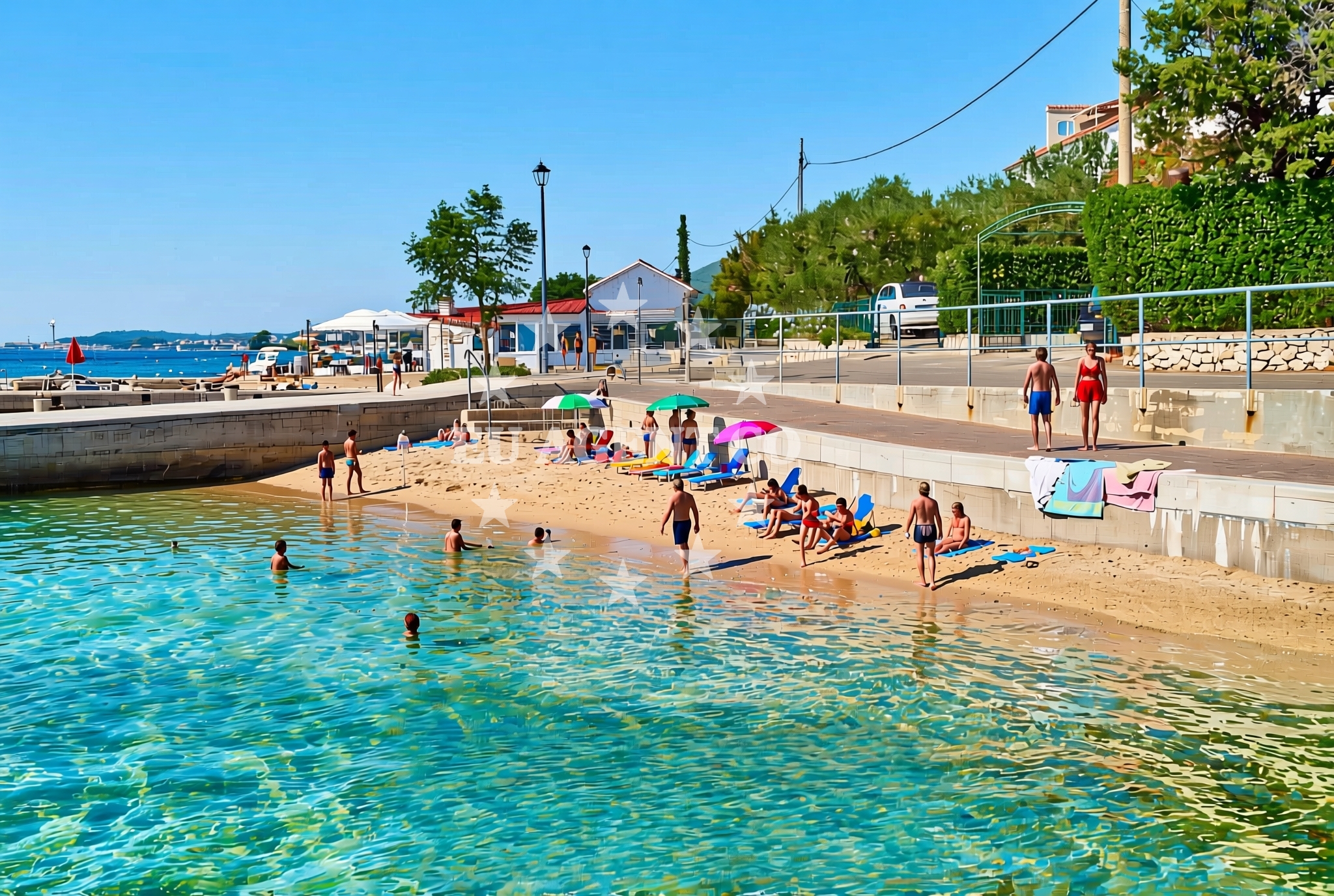 Beach facilities and surroundings at Kaštel istok, Barbat na Rabu (Rab) Beach in Kaštel istok