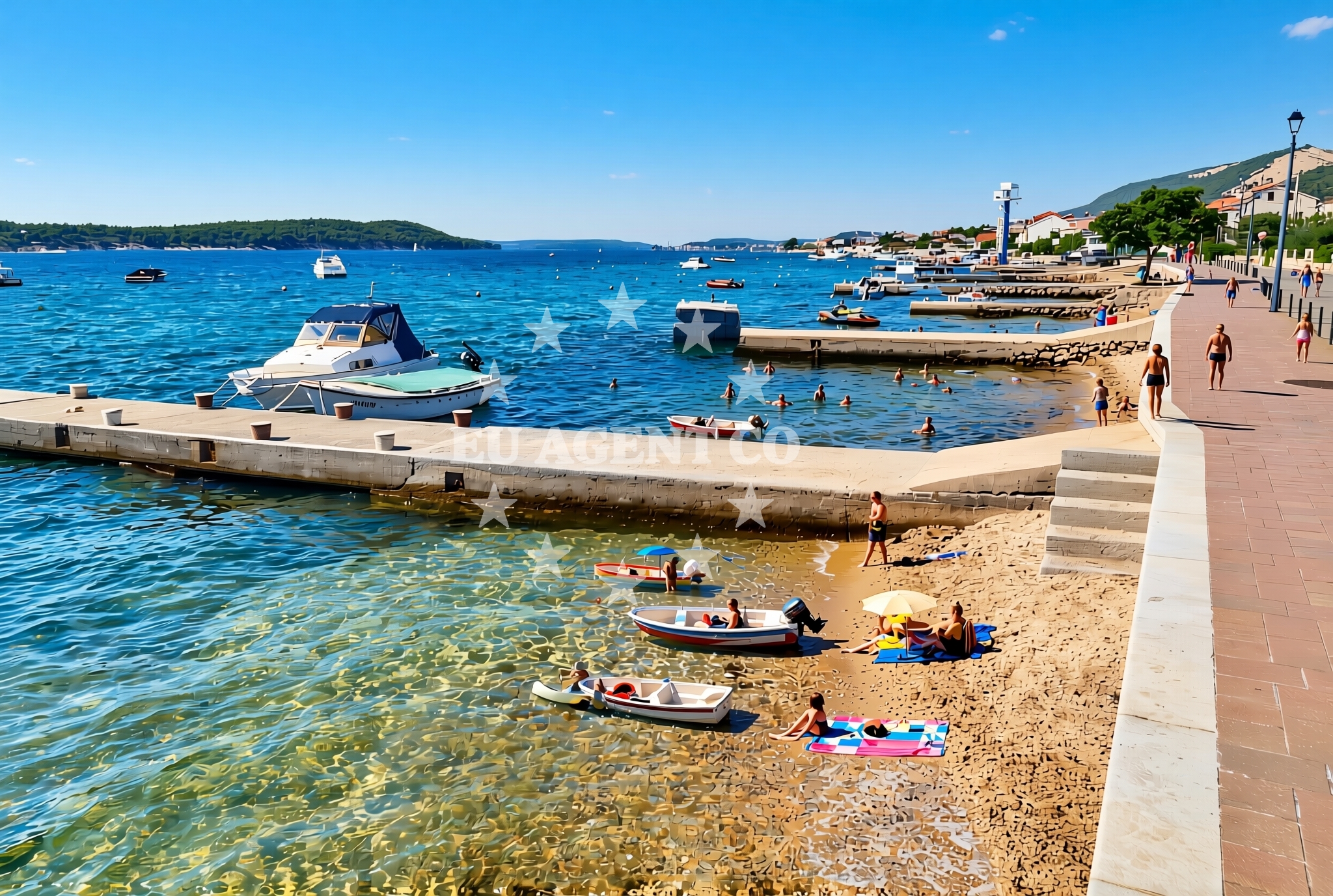 Shoreline and swimming area at Kaštel zapad, Barbat na Rabu (Rab) Beach in Kaštel zapad