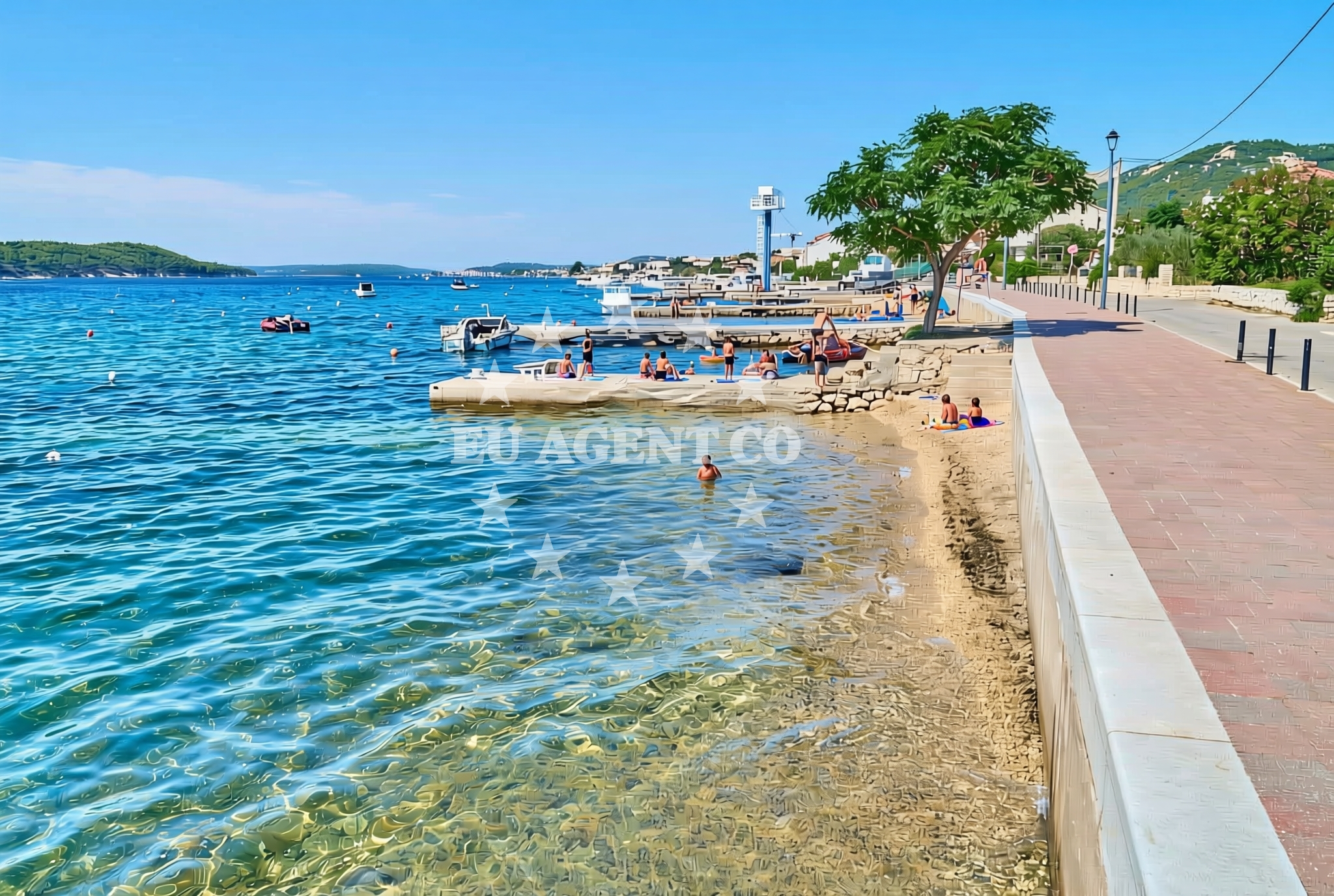 Sea and coastal view of Kaštel zapad, Barbat na Rabu (Rab) Beach in Kaštel zapad