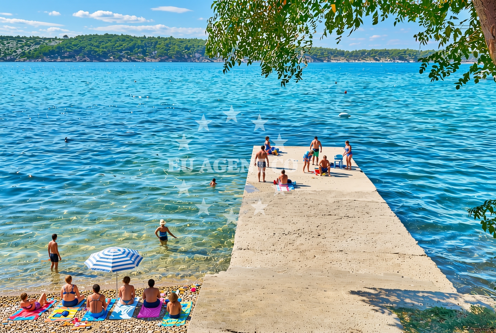 Beach facilities and surroundings at Kaštel zapad, Barbat na Rabu (Rab) Beach in Kaštel zapad