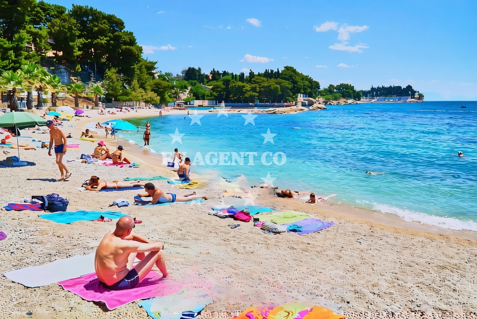 Sea and coastal view of Kaštelet (Obojena svjetlost), Split Beach in Kaštelet (Obojena svjetlost)