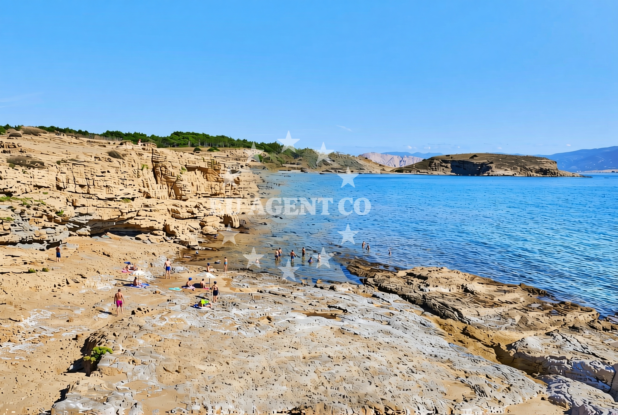 Shoreline and swimming area at Kaštelina jug, Lopar (Rab) Beach in Kaštelina jug