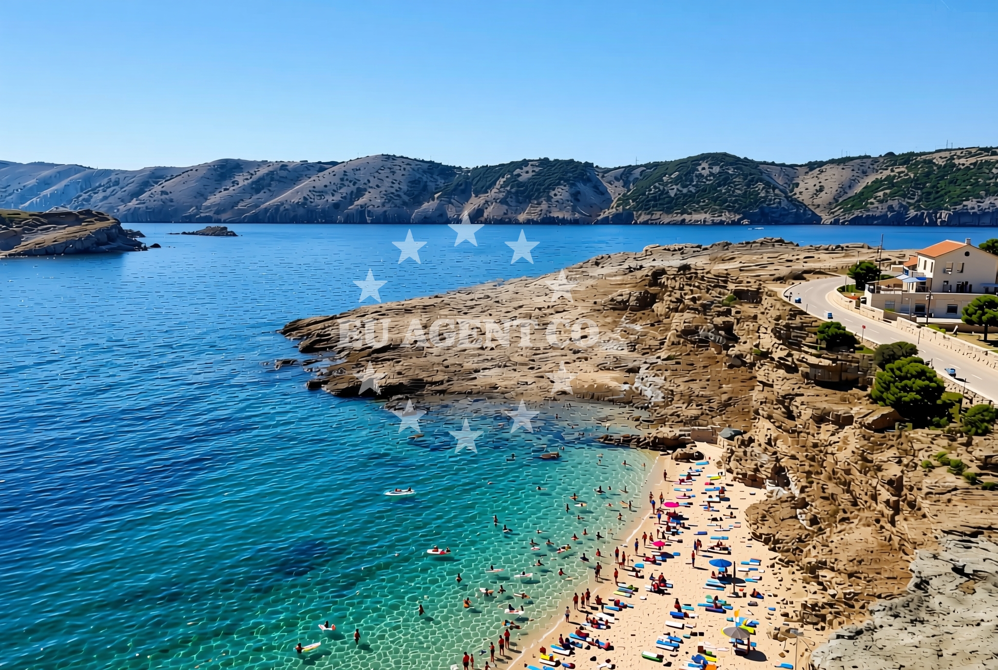 Sea and coastal view of Kaštelina jug, Lopar (Rab) Beach in Kaštelina jug