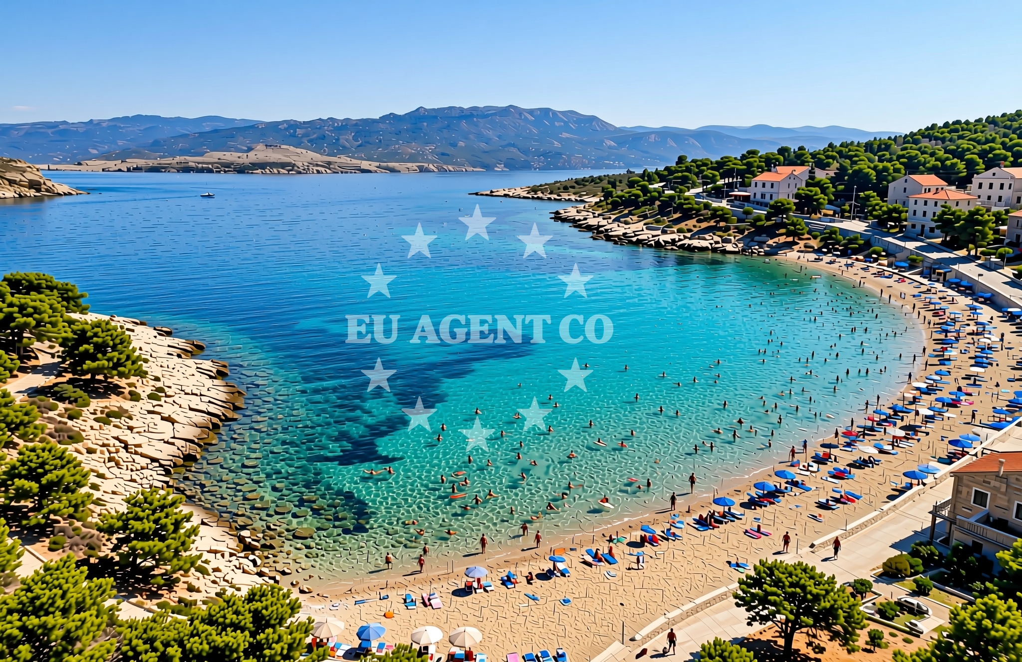 Beach facilities and surroundings at Kaštelina jug, Lopar (Rab) Beach in Kaštelina jug