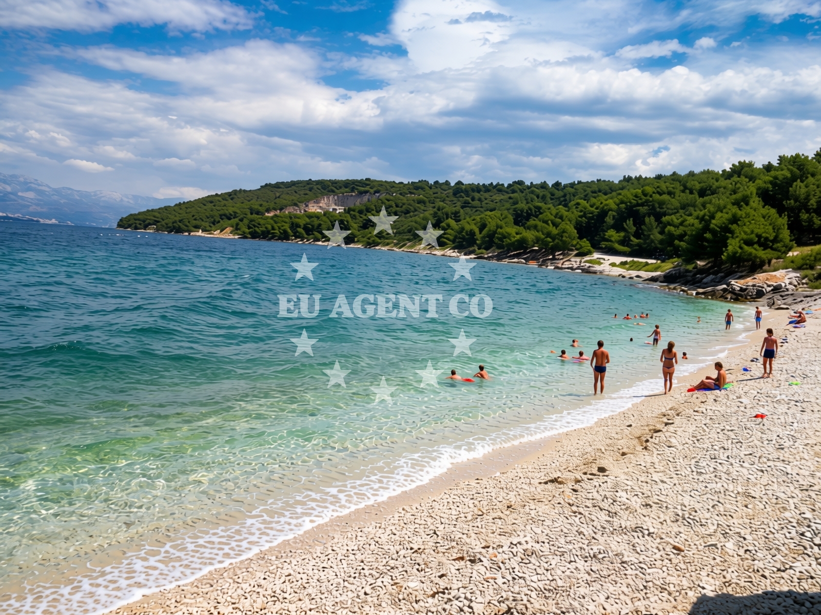 Sea and coastal view of Kava beach in , Slatine