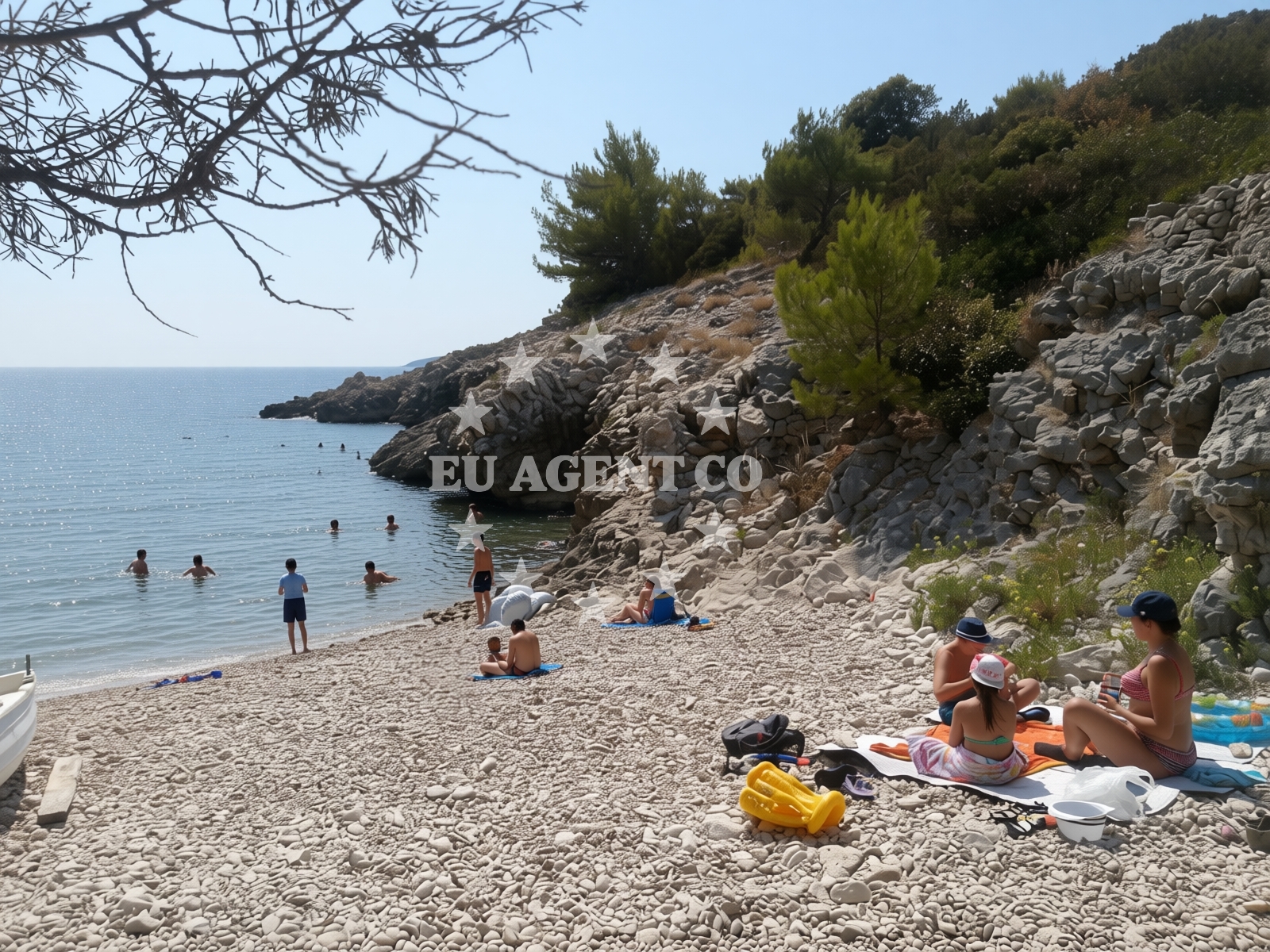 Beach facilities and surroundings at Kavala beach in , Orebić