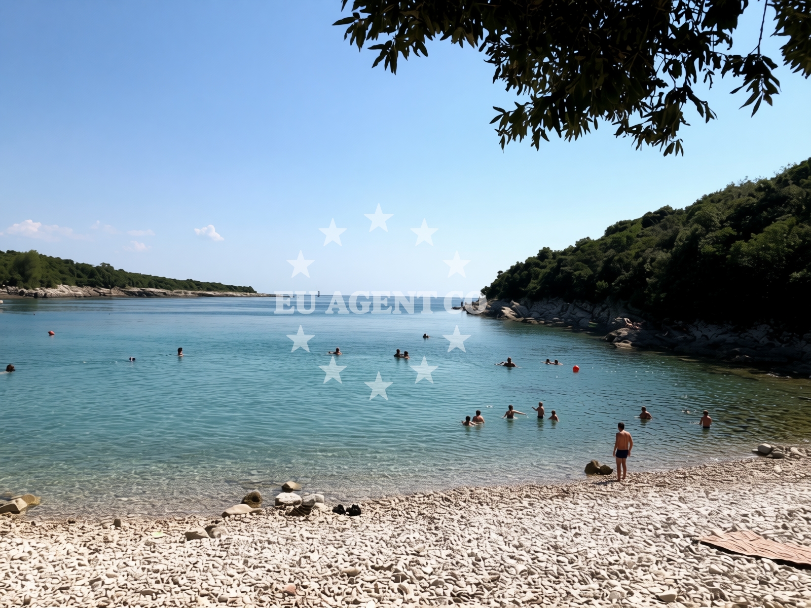 Sea and coastal view of Kavran beach in 136, Kavran
