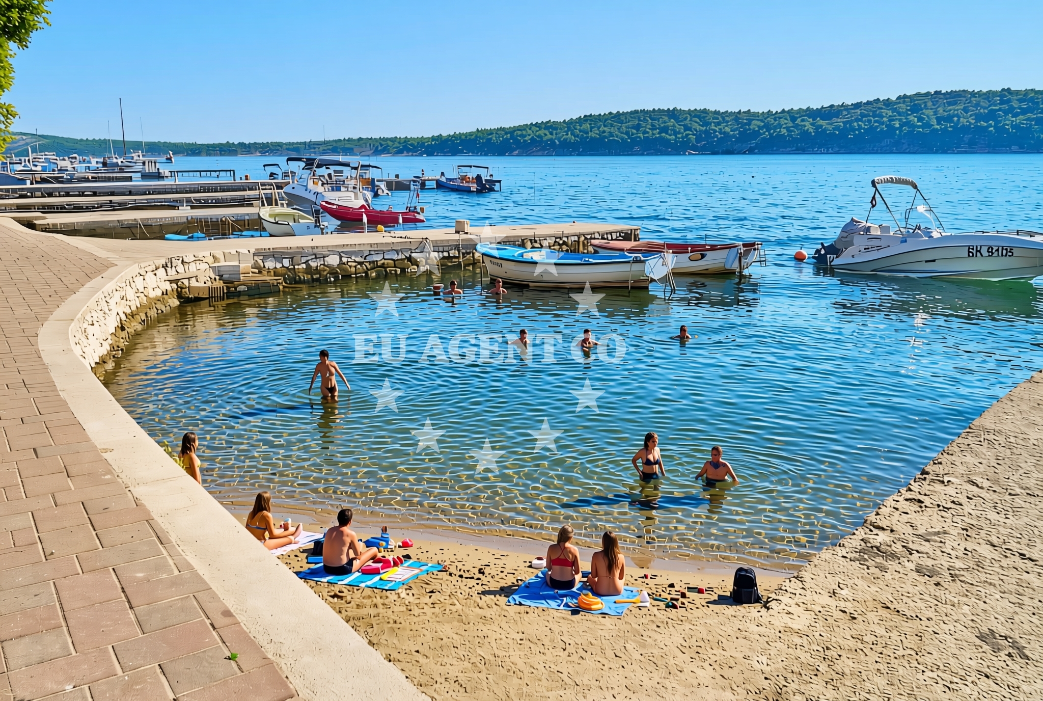 Shoreline and swimming area at Keki istok, Barbat na Rabu (Rab) Beach in Keki istok