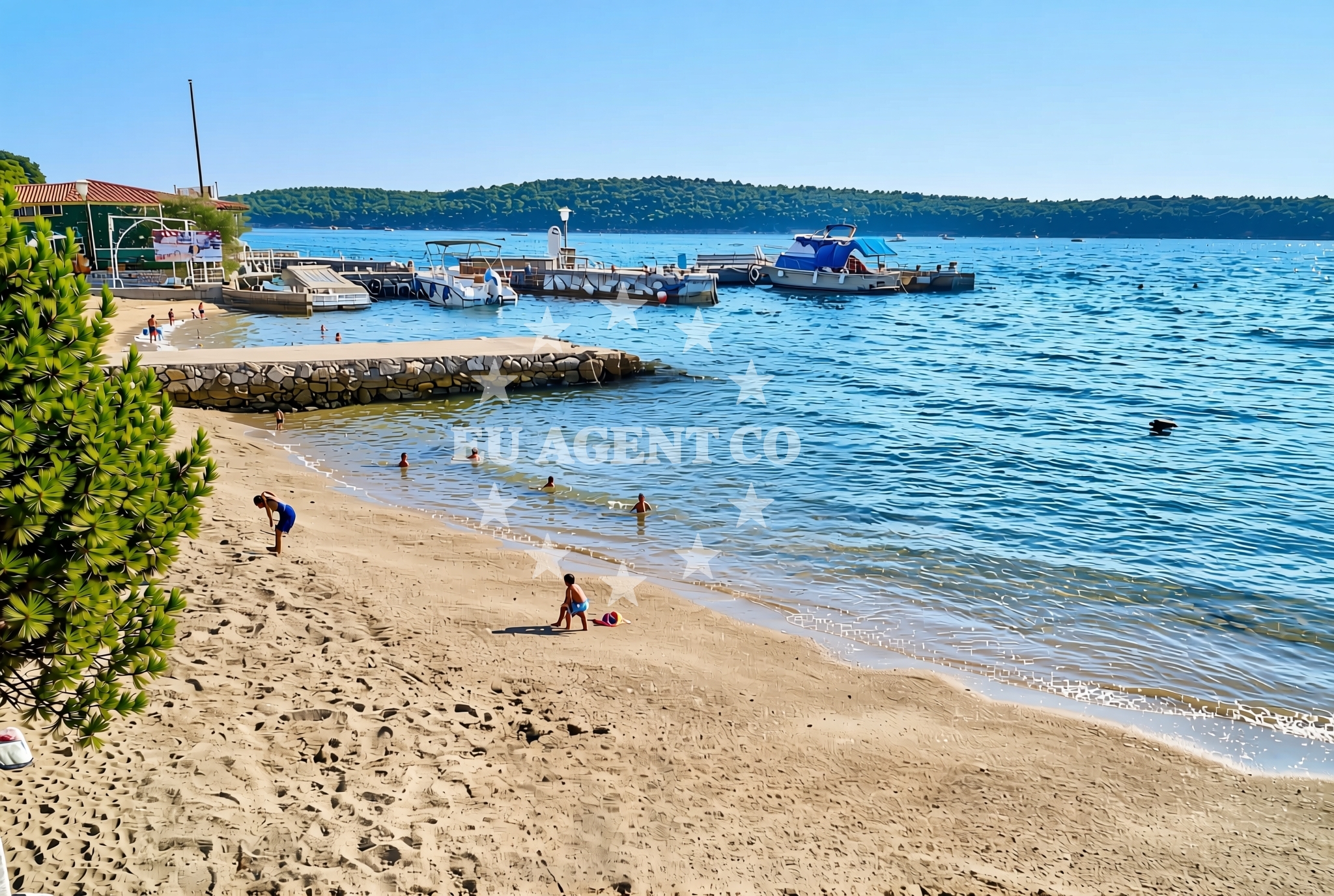 Beach facilities and surroundings at Keki zapad, Barbat na Rabu (Rab) Beach in Keki zapad