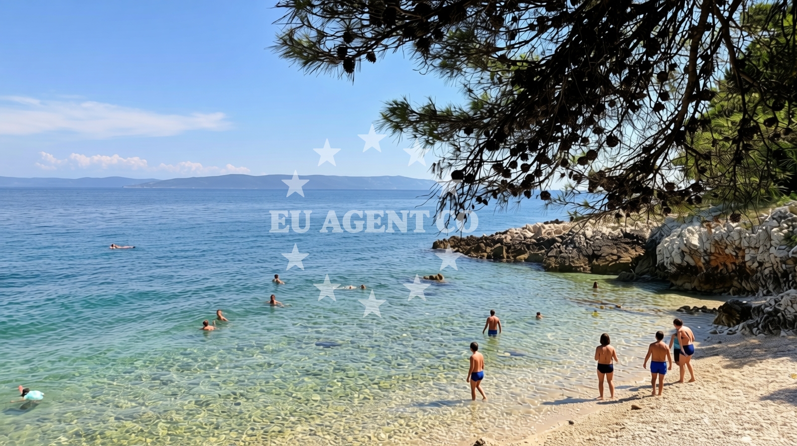 Beach facilities and surroundings at Kiefernbucht in Ravni 5 I, Ravni, Labin