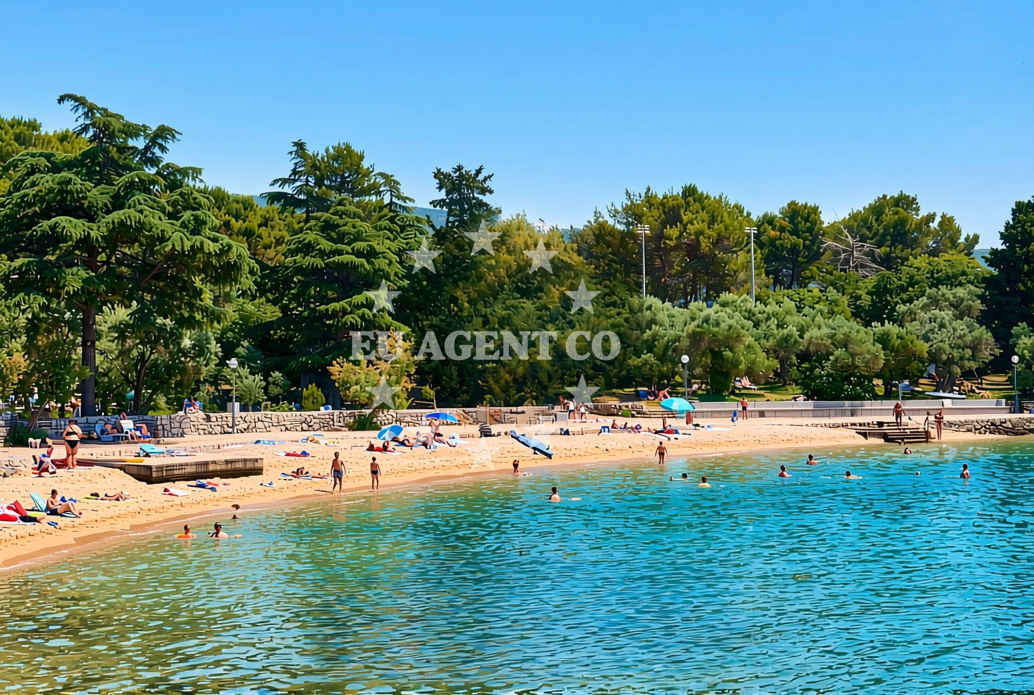 Sea and coastal view of Kimen, Cres (Cres) Beach in Kimen
