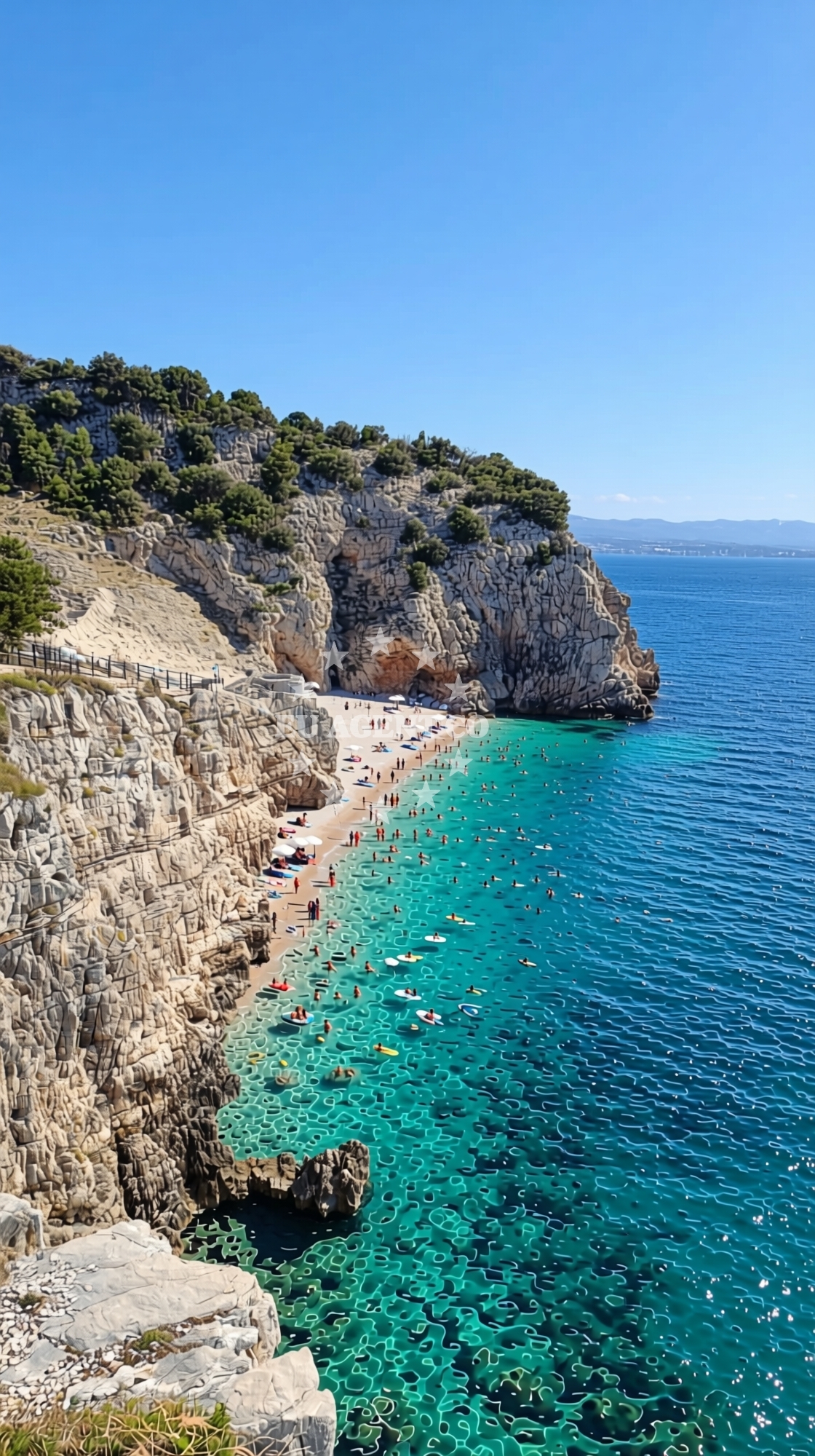Overview of Klancac beach in Brseč 11, Mošćenička Draga, Brseč