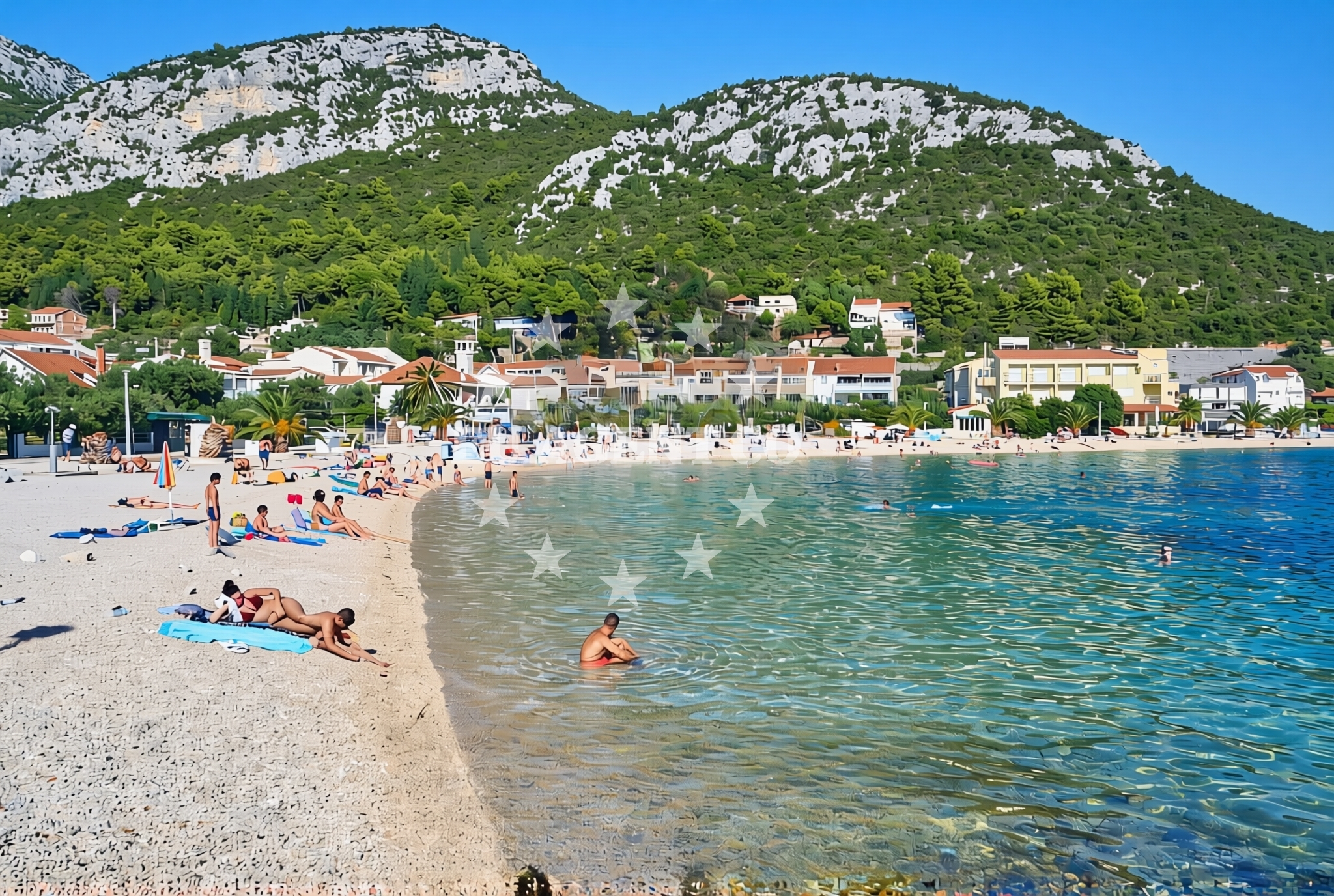 Shoreline and swimming area at Klek: beaches and coves (4) in Klek