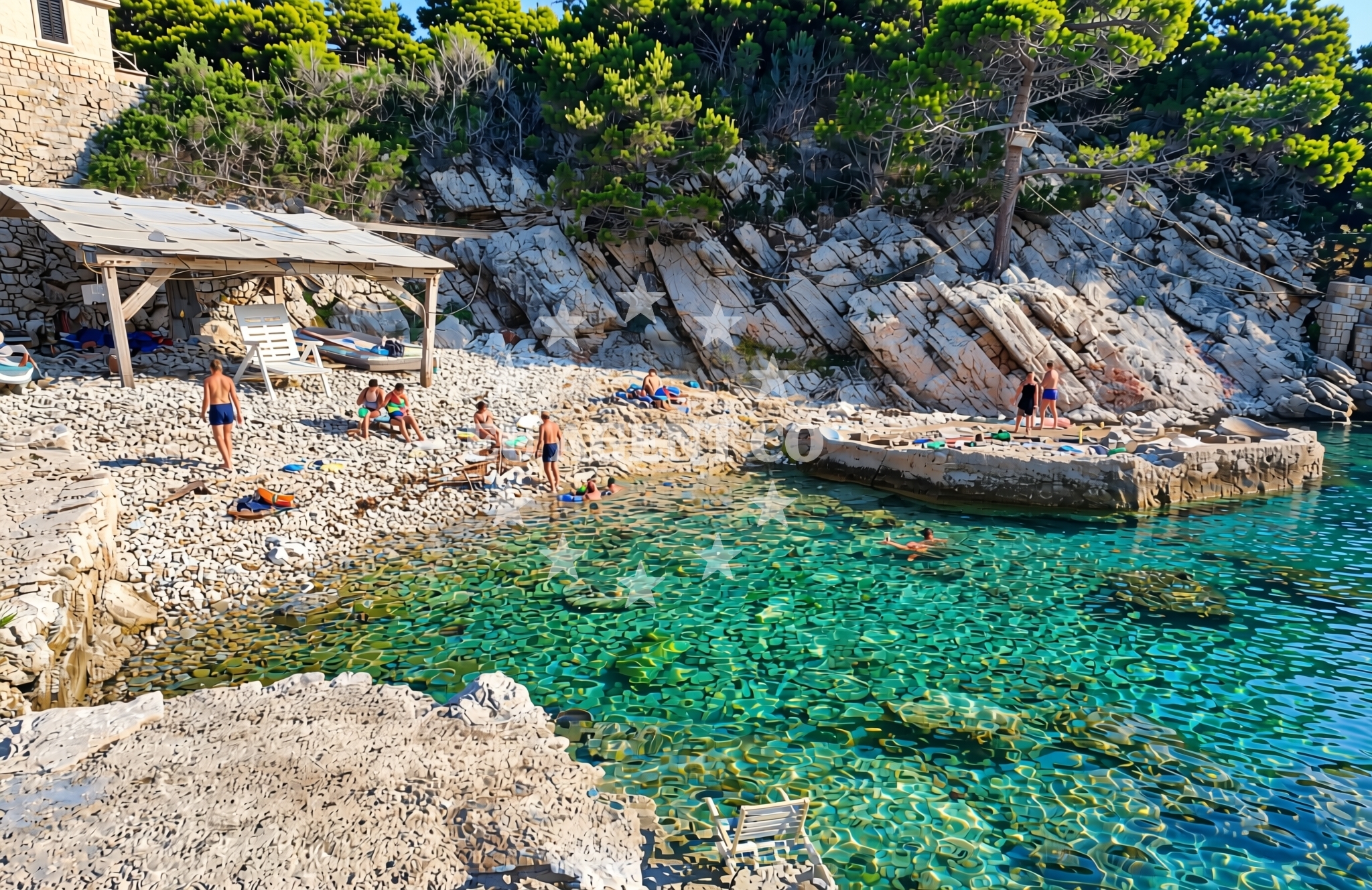 Sea and coastal view of Kljušna, Zastražišće (Hvar) Beach in Kljušna
