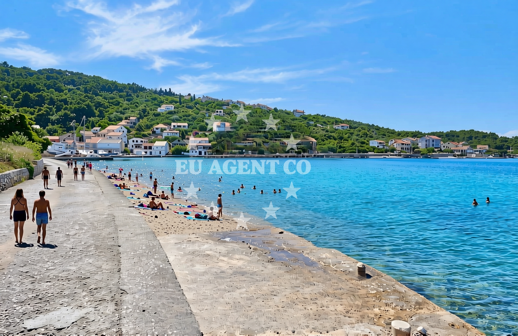 Sea and coastal view of Knež jug, Mali Iž (Iž) Beach in Knež jug