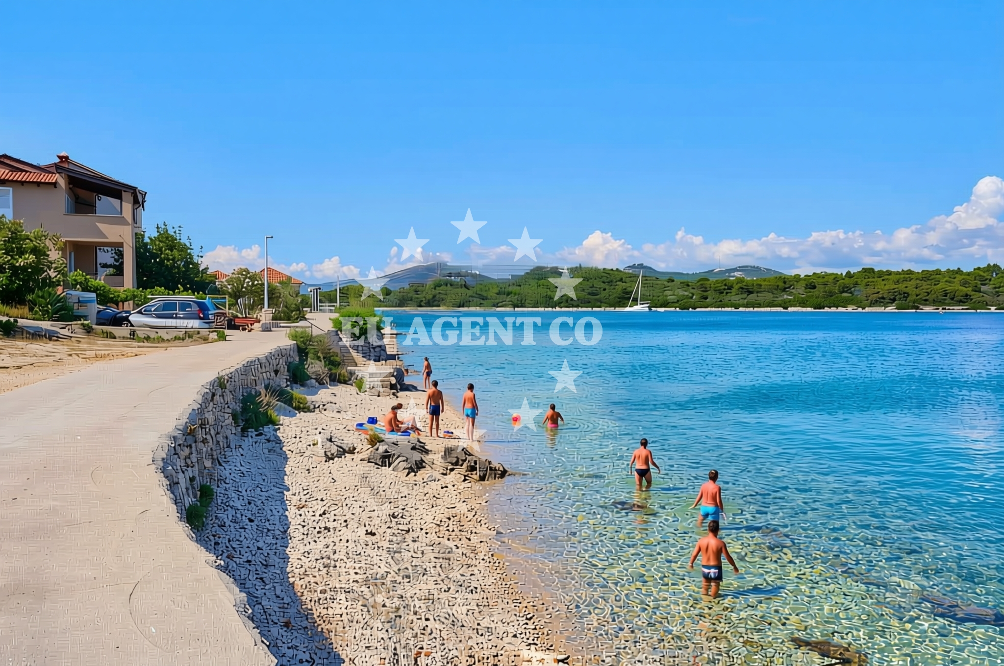 Shoreline and swimming area at Knež sjever, Mali Iž (Iž) Beach in Knež sjever