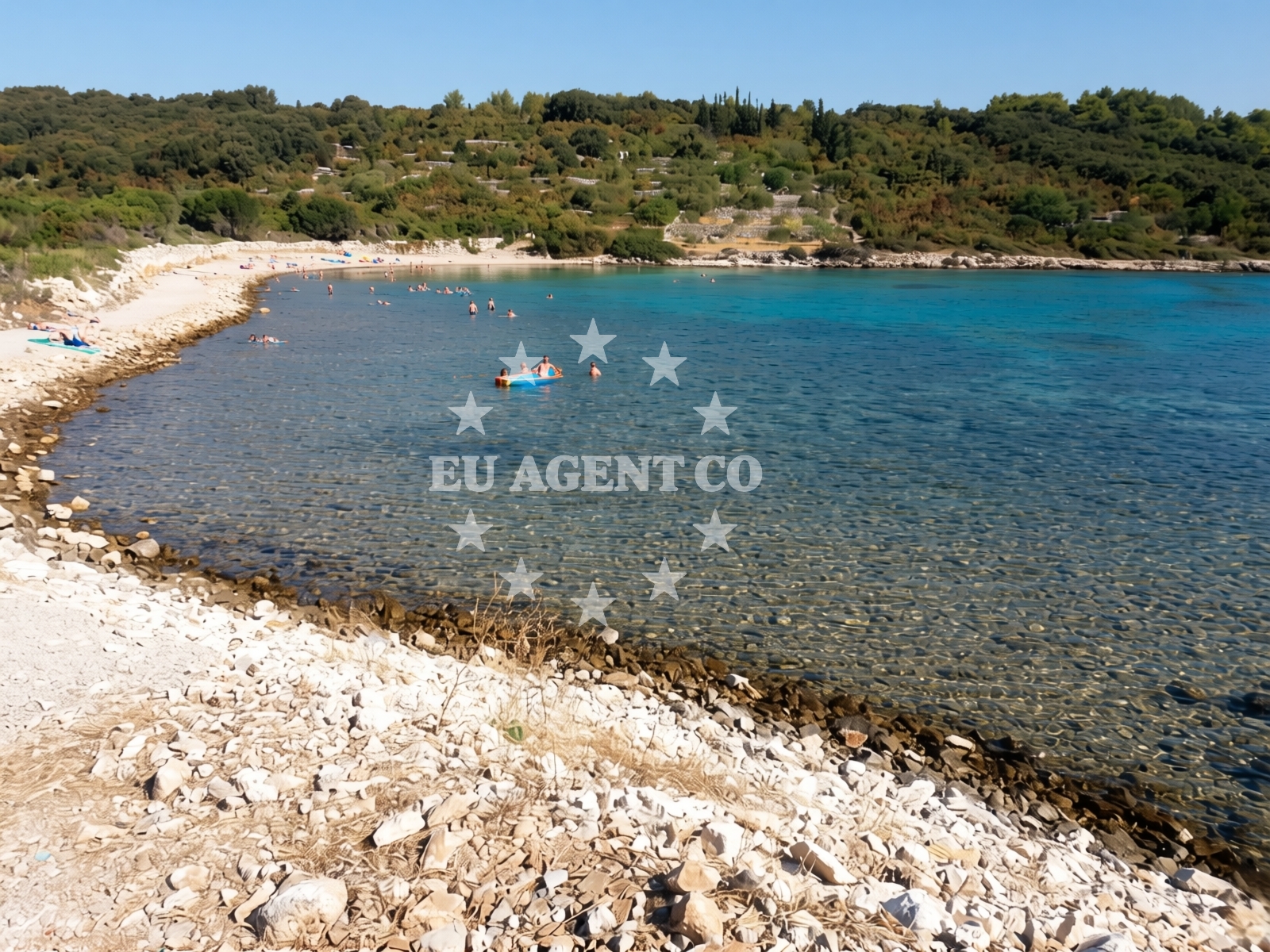 Shoreline and swimming area at Kneza beach in , Račišće