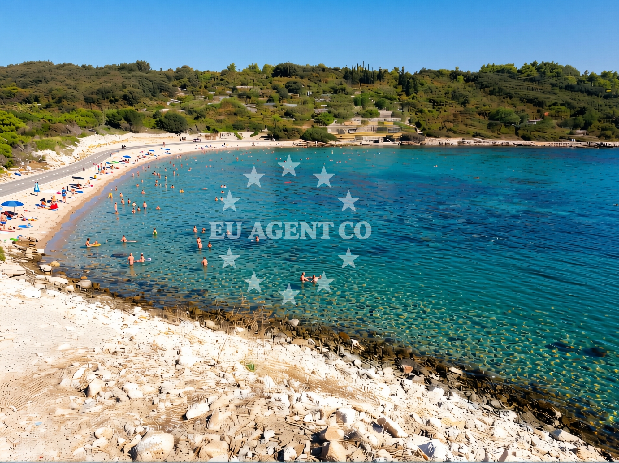 Beach facilities and surroundings at Kneza beach in , Račišće
