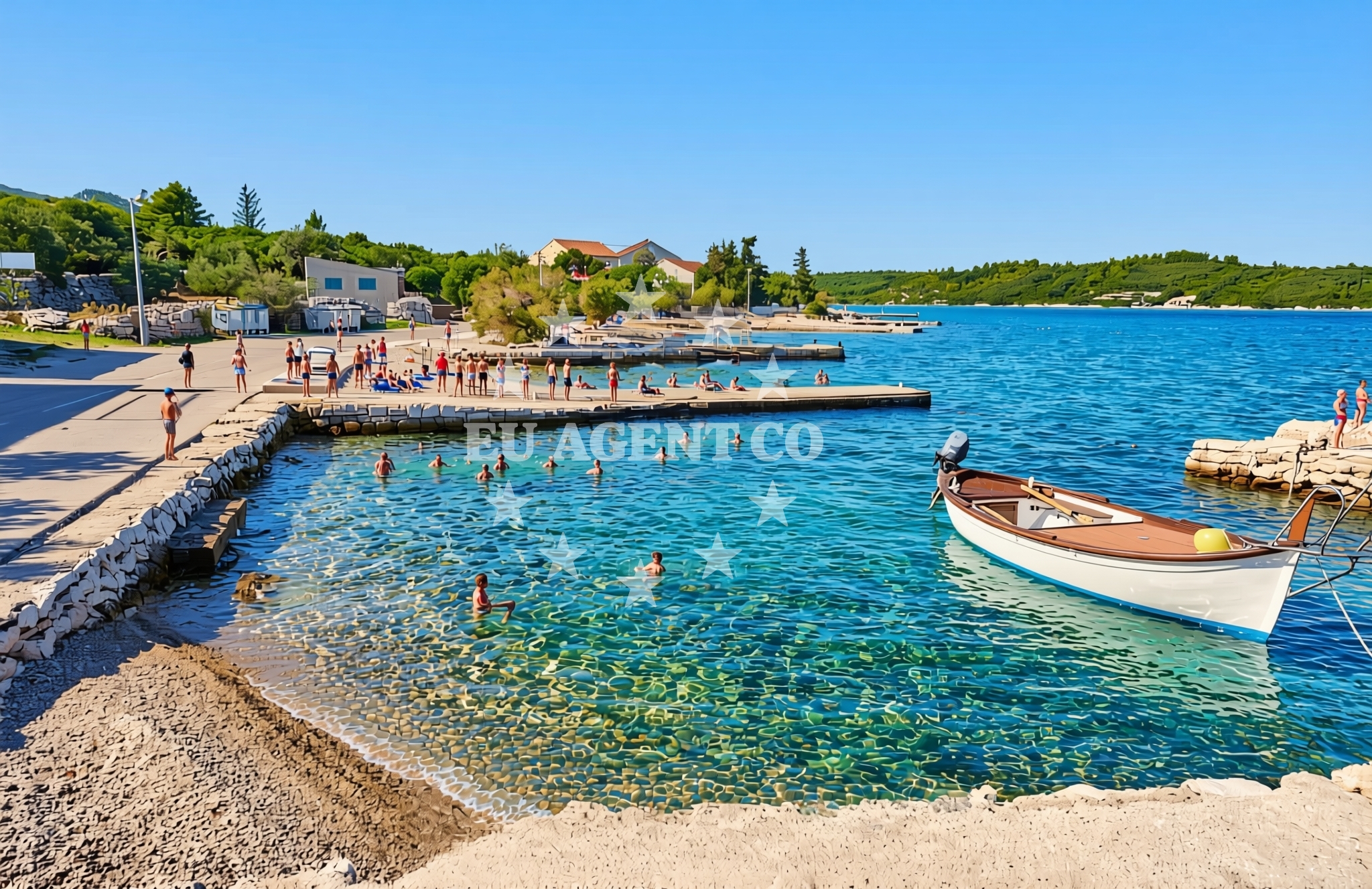 Shoreline and swimming area at Kneže, Pupnat (Korčula) Beach in Kneže