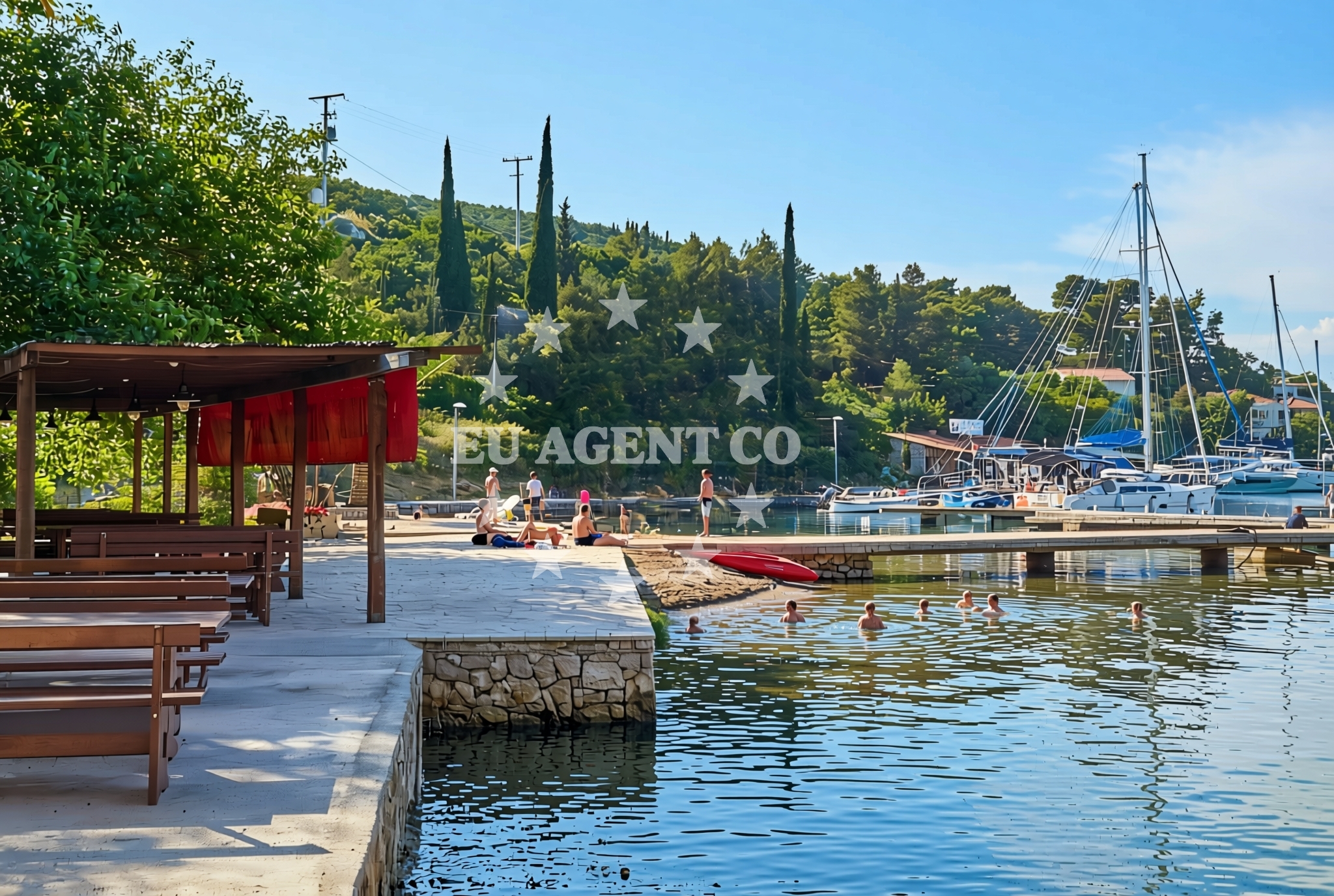 Shoreline and swimming area at Kobaš, Broce Beach in Kobaš
