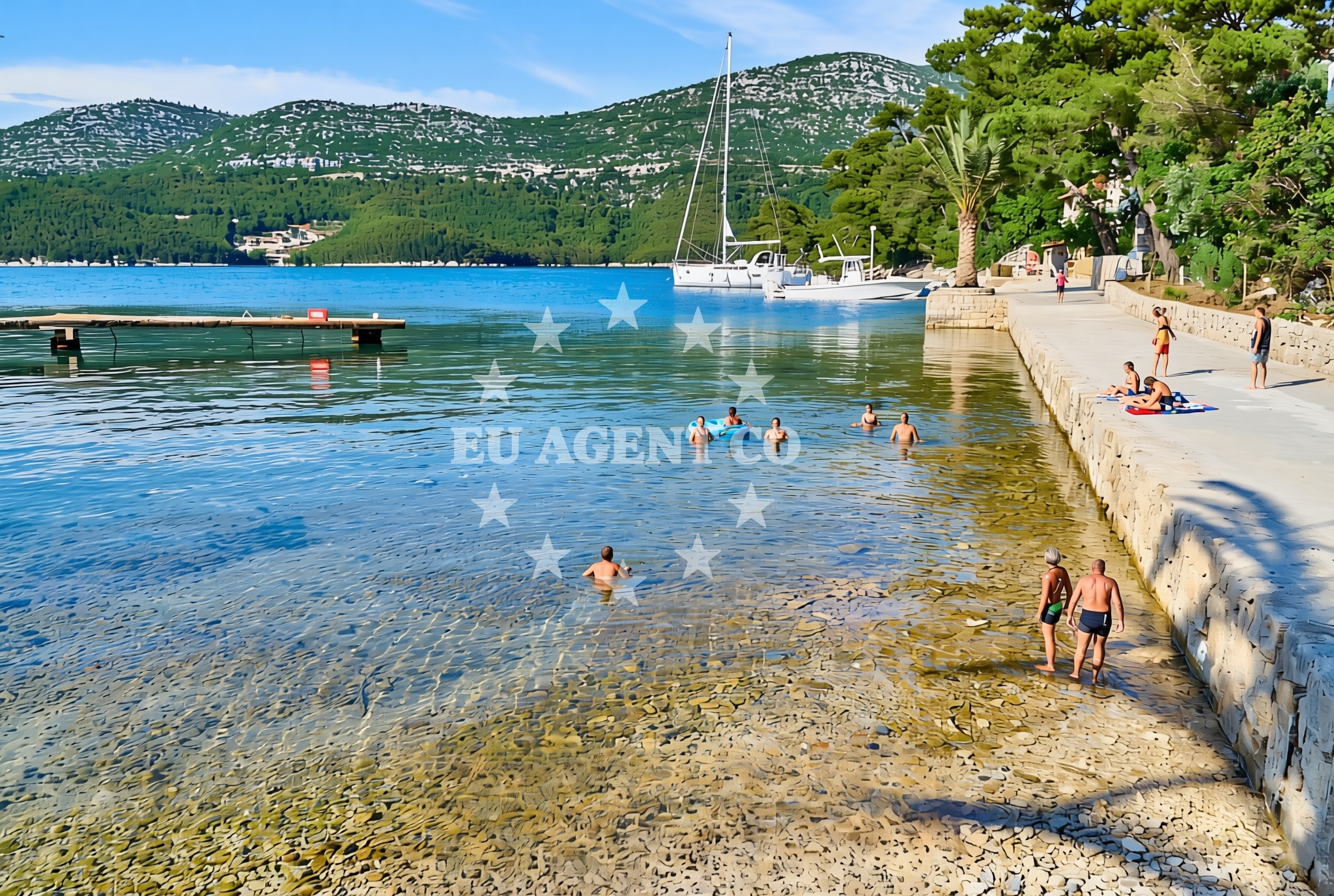 Sea and coastal view of Kobaš, Broce Beach in Kobaš