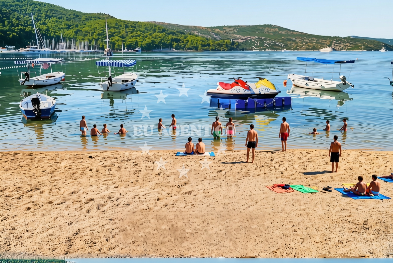 Shoreline and swimming area at Koceljevići istok, Slano Beach in Koceljevići istok