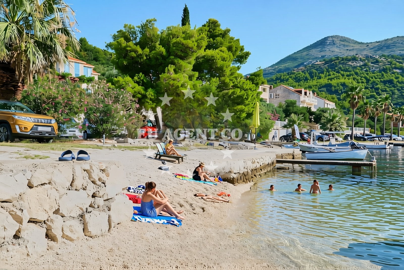 Overview of Koceljevići sredina, Slano Beach in Koceljevići sredina