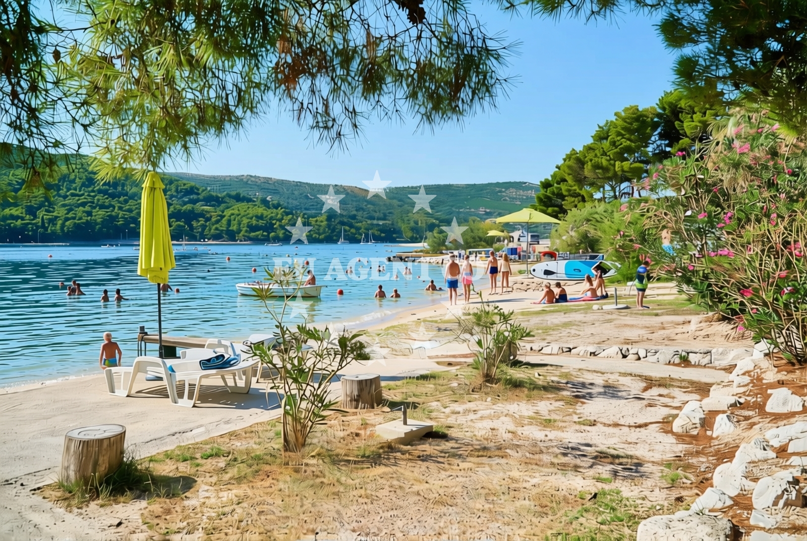 Shoreline and swimming area at Koceljevići sredina, Slano Beach in Koceljevići sredina