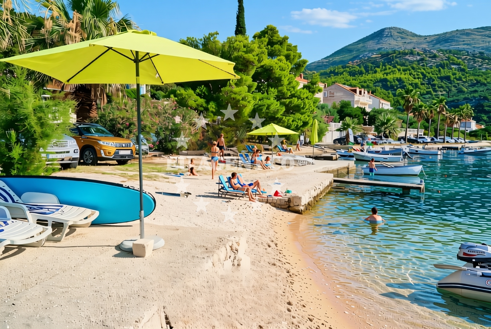 Sea and coastal view of Koceljevići sredina, Slano Beach in Koceljevići sredina