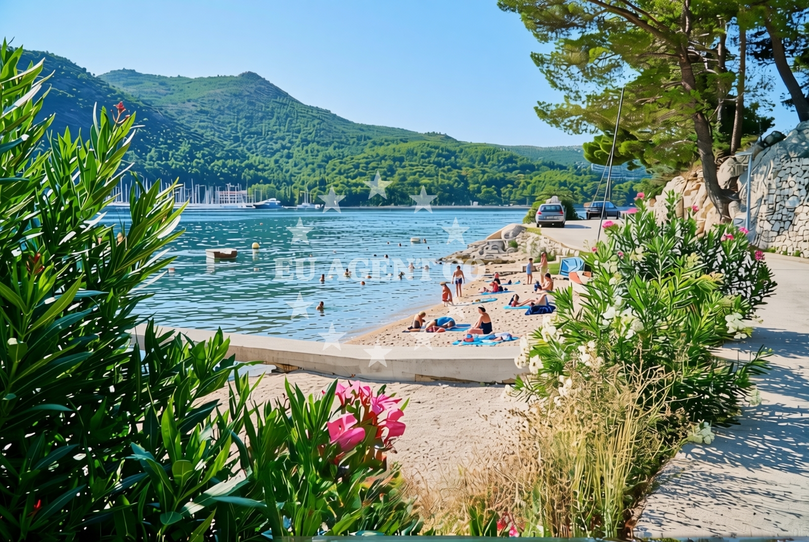 Beach facilities and surroundings at Koceljevići sredina, Slano Beach in Koceljevići sredina