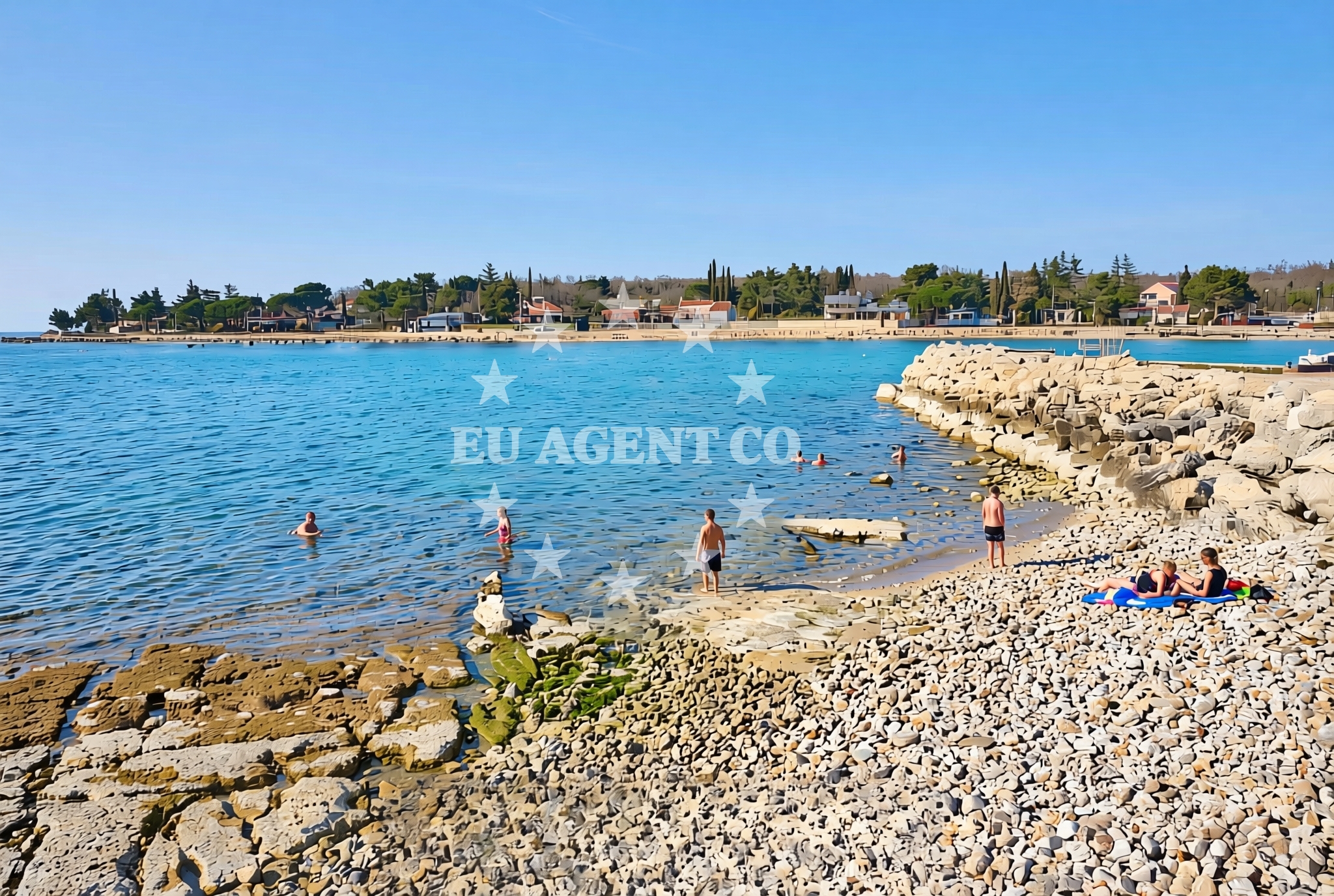 Shoreline and swimming area at Kocišće, Križine Beach in Kocišće