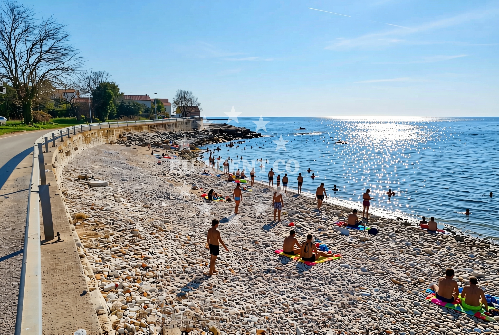 Sea and coastal view of Kocišće, Križine Beach in Kocišće