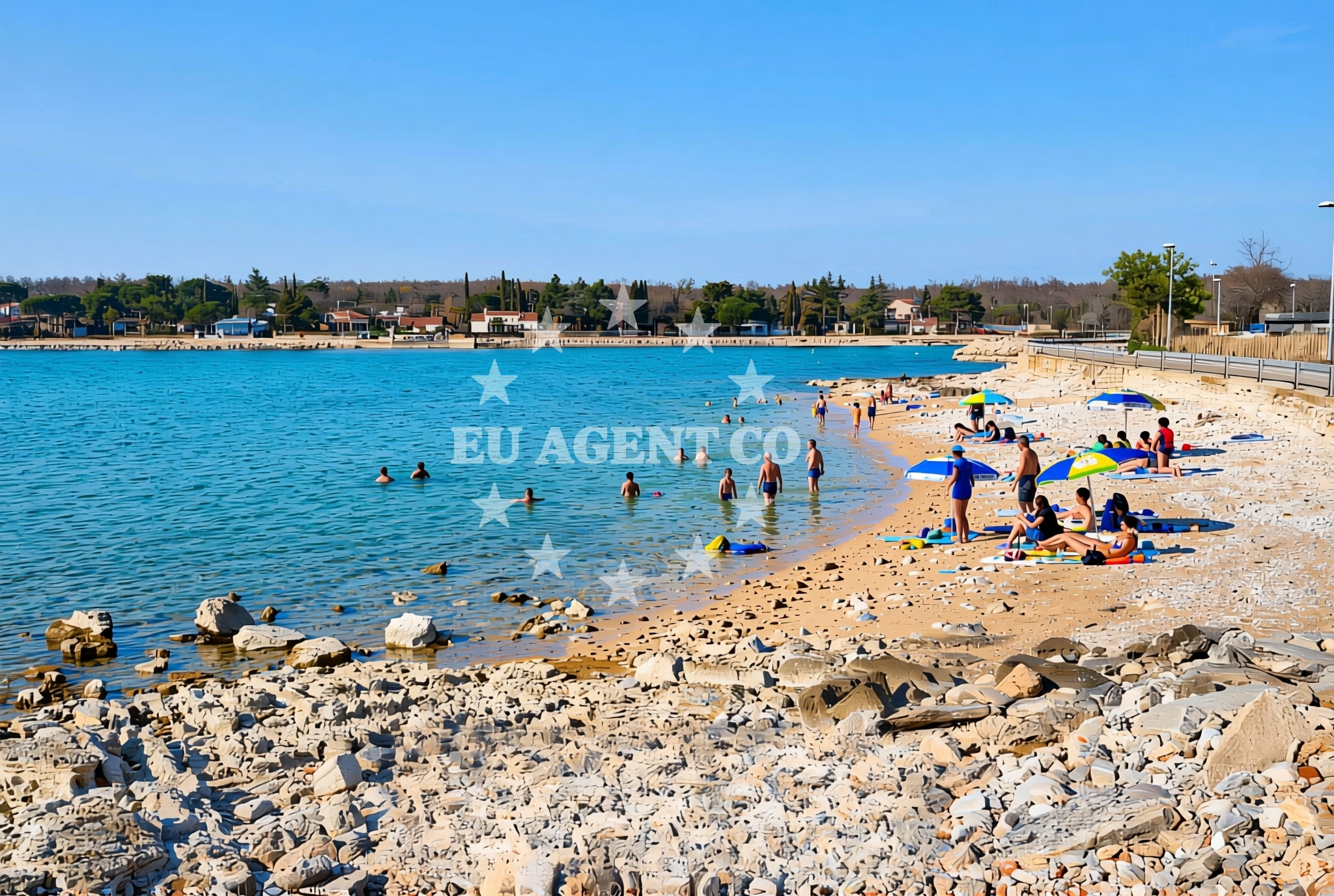 Beach facilities and surroundings at Kocišće, Križine Beach in Kocišće