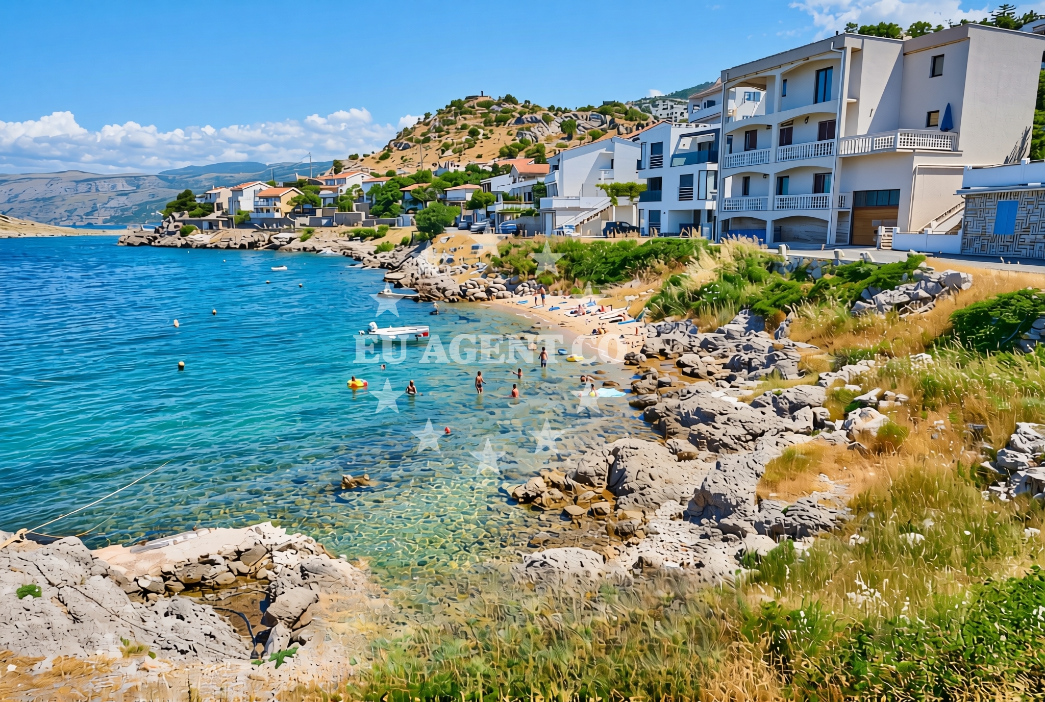 Overview of Kol, Sveti Juraj Beach in Kol