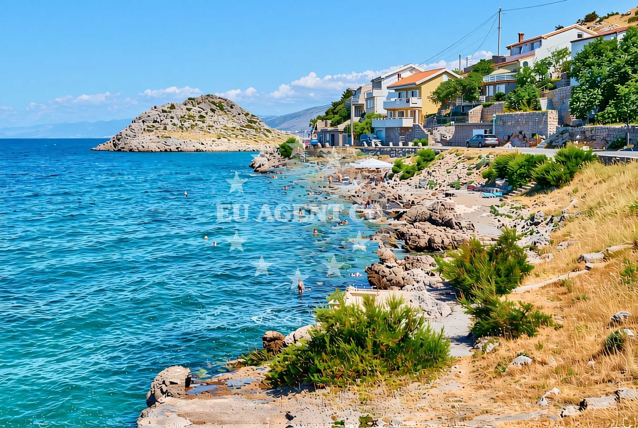 Shoreline and swimming area at Kol, Sveti Juraj Beach in Kol