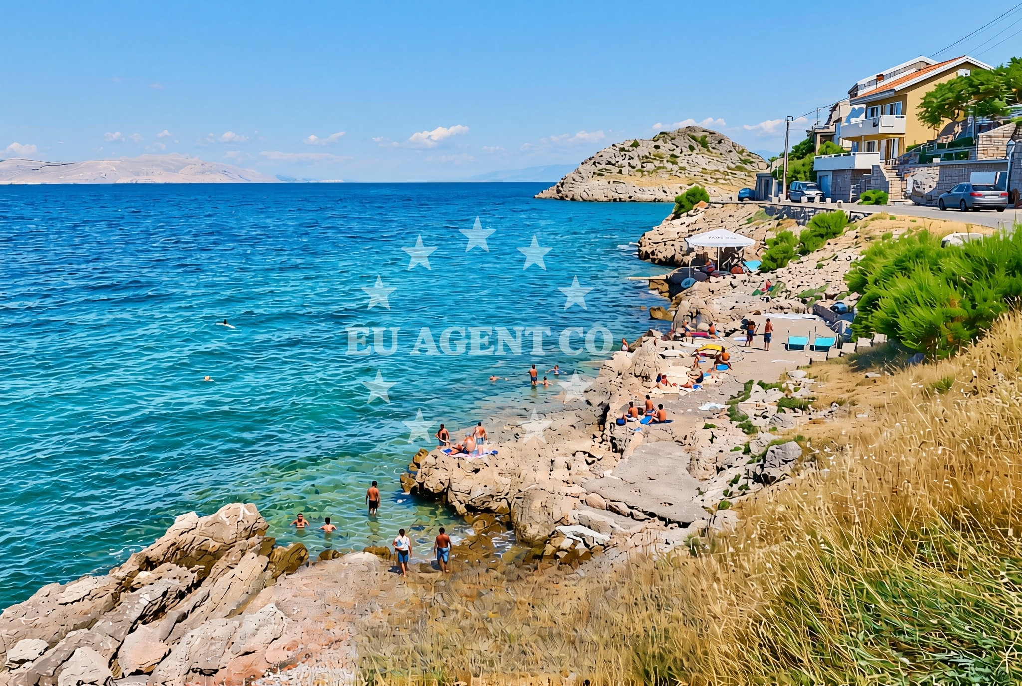 Sea and coastal view of Kol, Sveti Juraj Beach in Kol