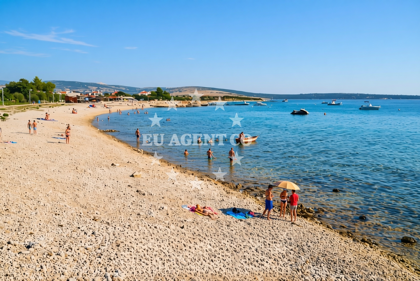 Beach facilities and surroundings at Kolanjski Gajac, Kolanjski Gajac (Pag) Beach in Kolanjski Gajac